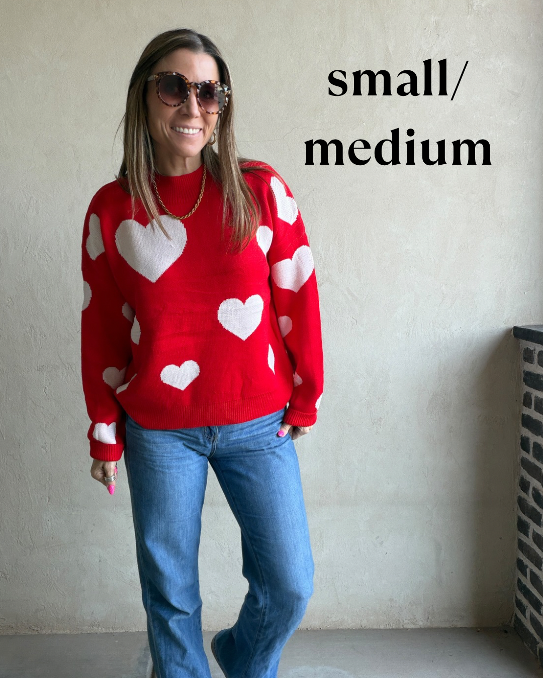 Marie Heart Sweater in Red & White
