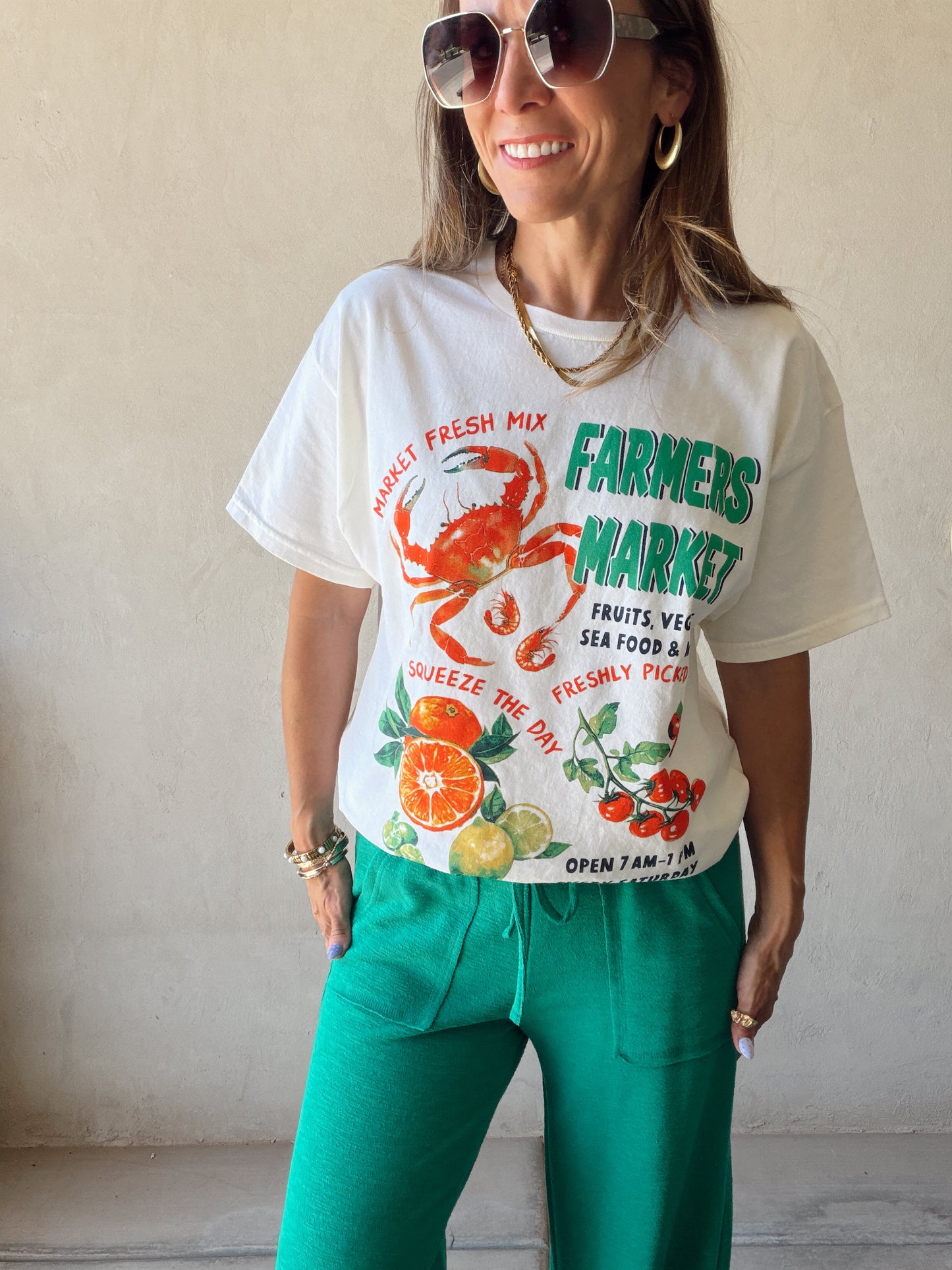 Farmer's Market Tee in Cream