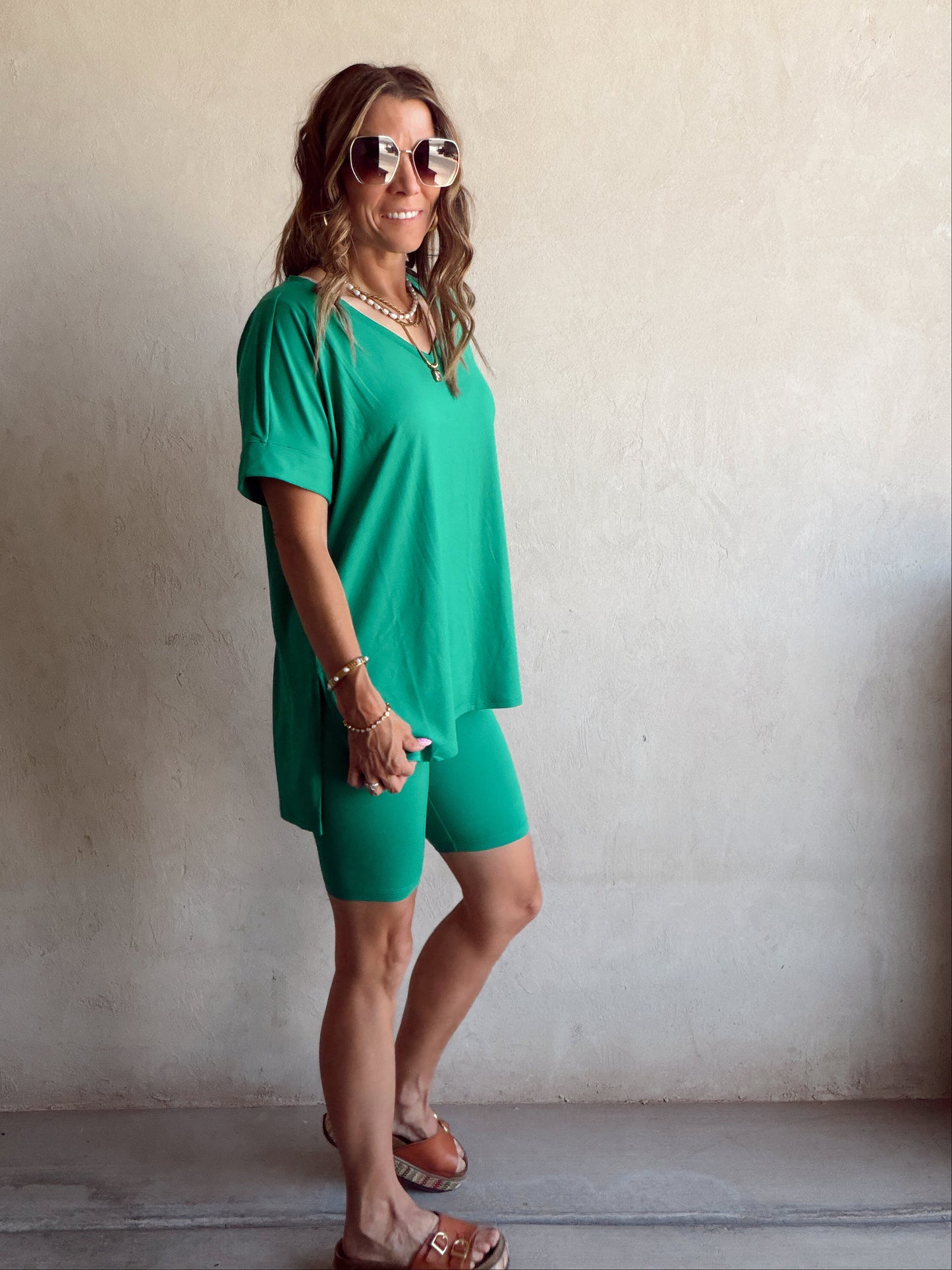 Jillian Heavenly Biker Set in Kelly Green