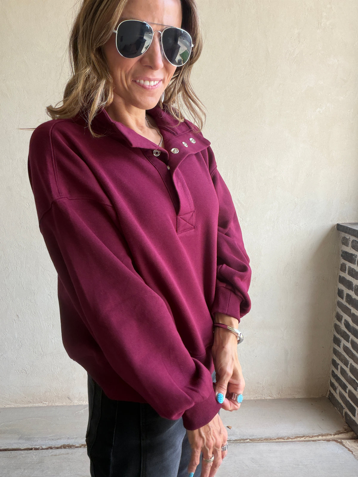 Cassie Sweatshirt in Burgundy
