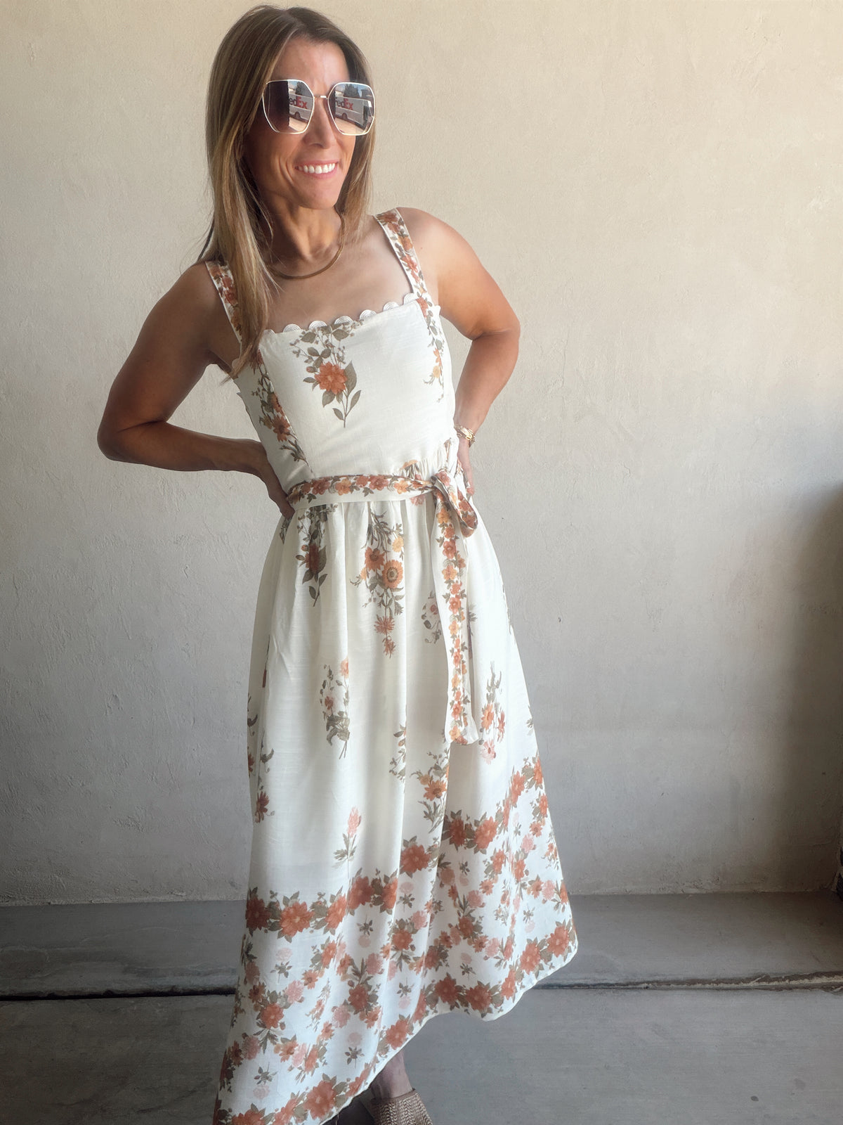 Emmie Floral Dress in Fall Cream