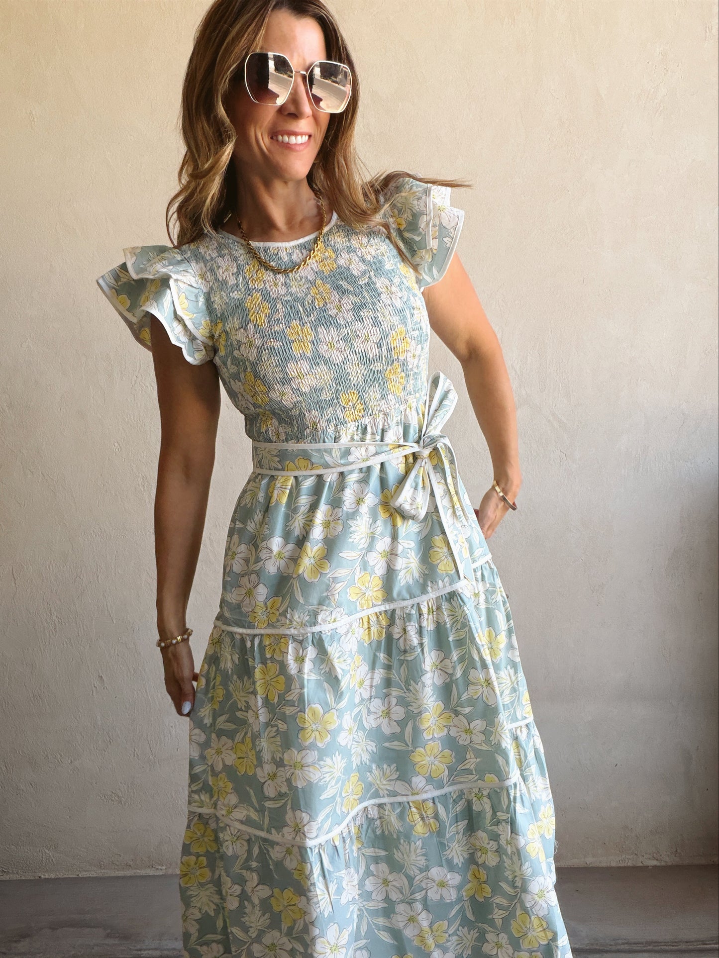 Cassandra Dress in Mint Floral