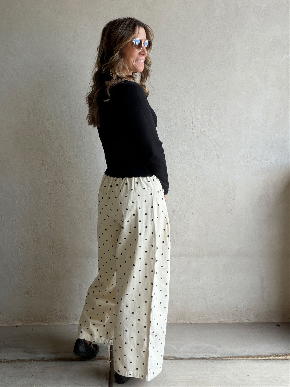 Penny Polka Dot Pants in Cream & Black