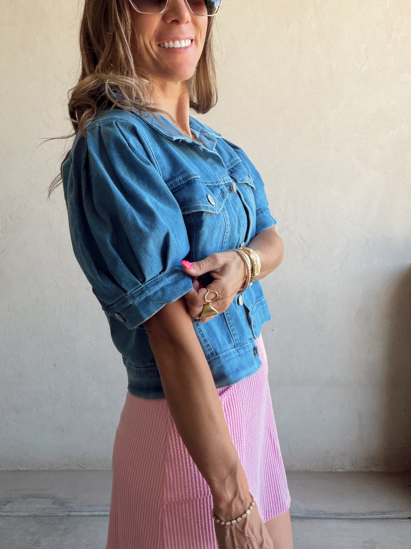 Cassie Cropped Medium Wash Denim Jacket