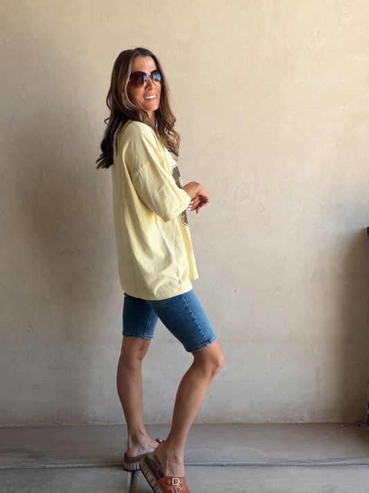 98 Oversized Varsity Tee in Mineral Wash Yellow