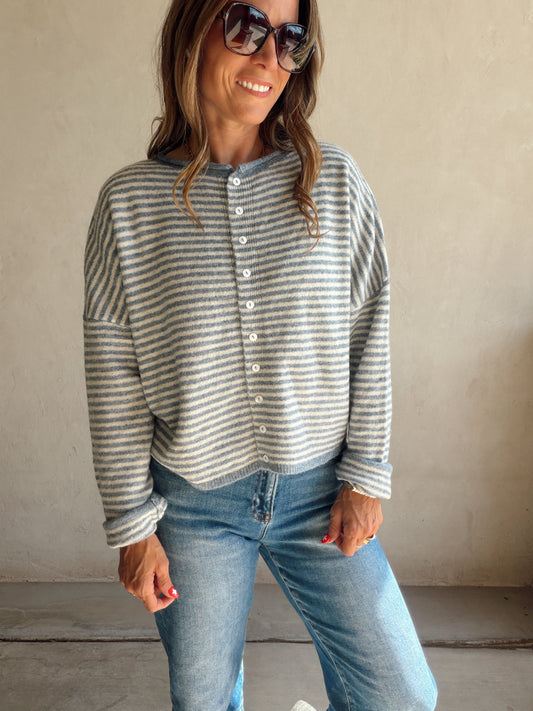 Bridget Cardigan in Dusty Blue
