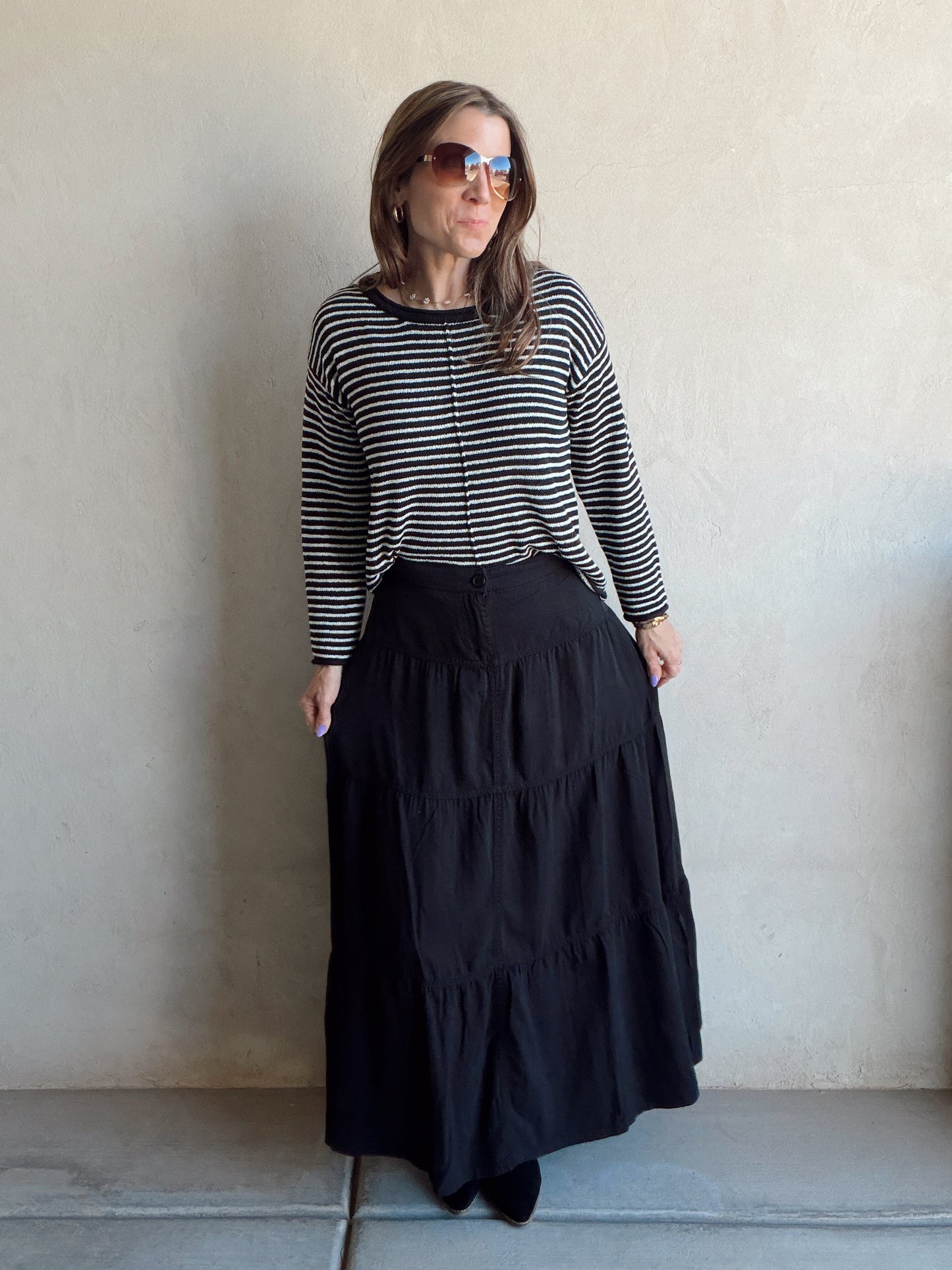 Bella Tiered Skirt in Black