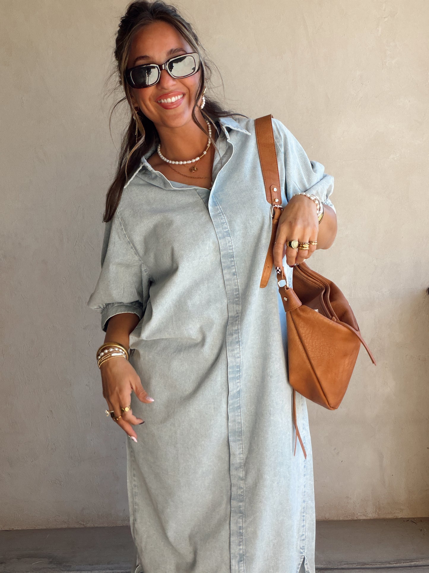 Anya Denim Dress in Light Wash