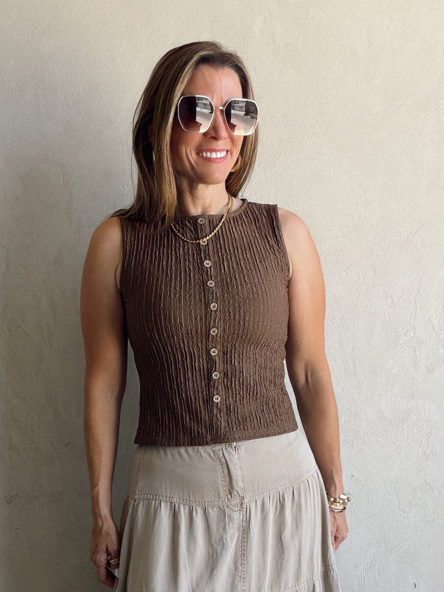 Serafina Tank in Brown
