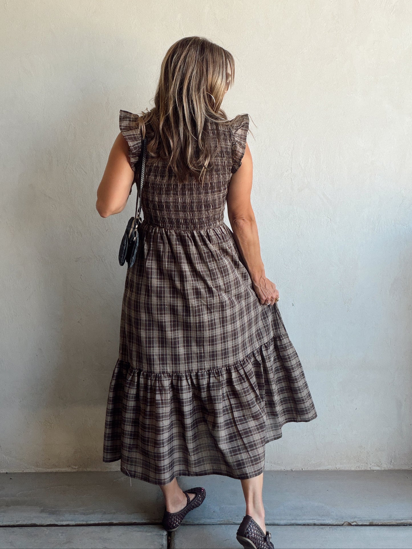 Kenna Dress in Chocolate & Black Plaid