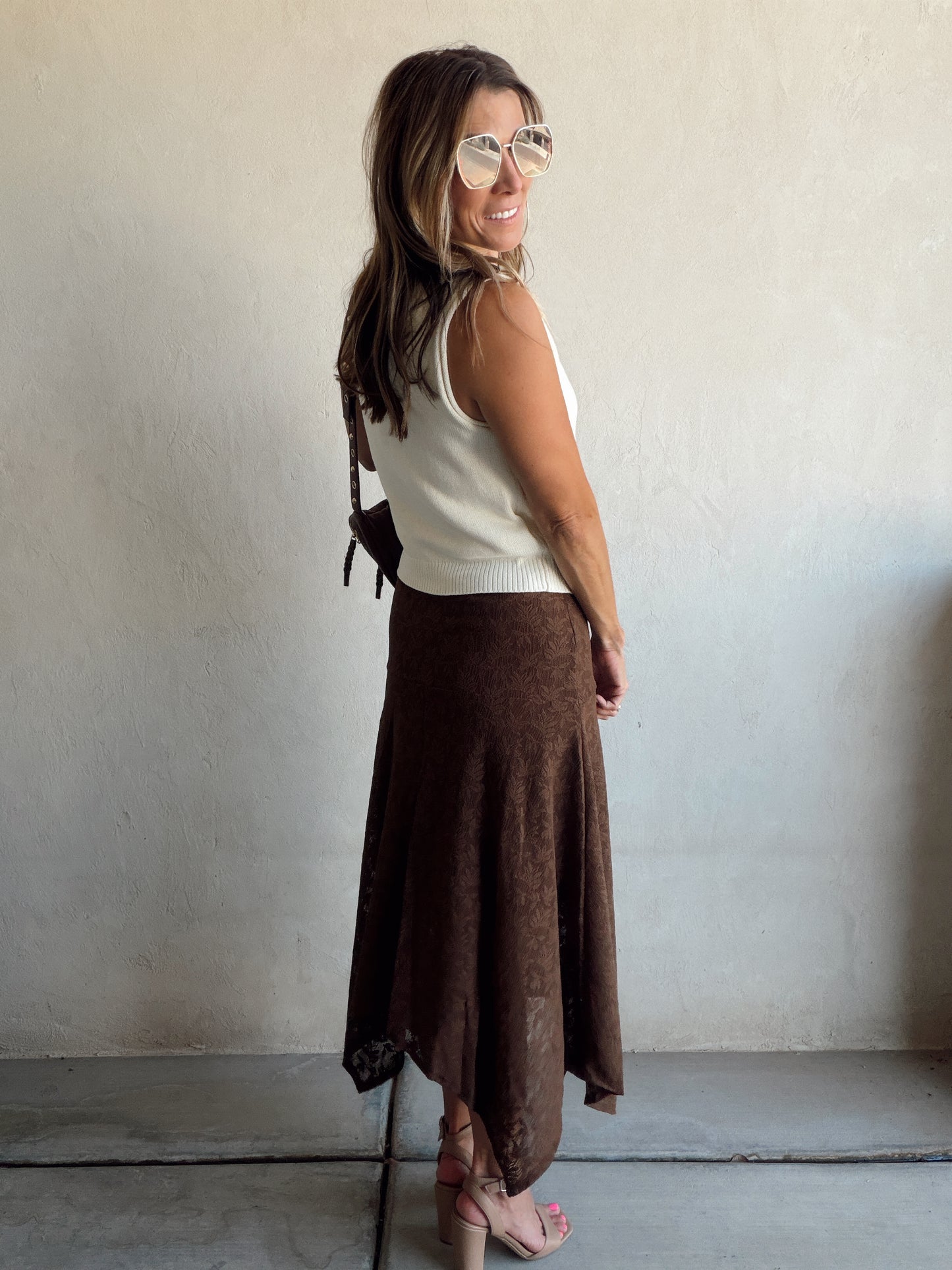 Lachelle Lace Skirt in Brown