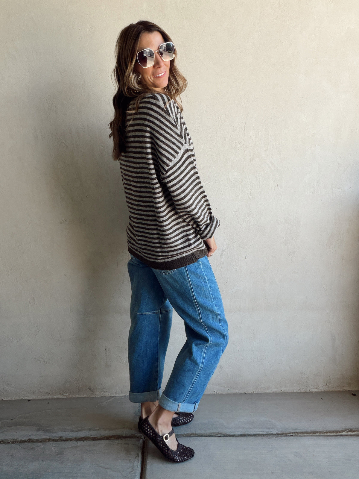Hanna Henley Sweater in Chocolate Brown