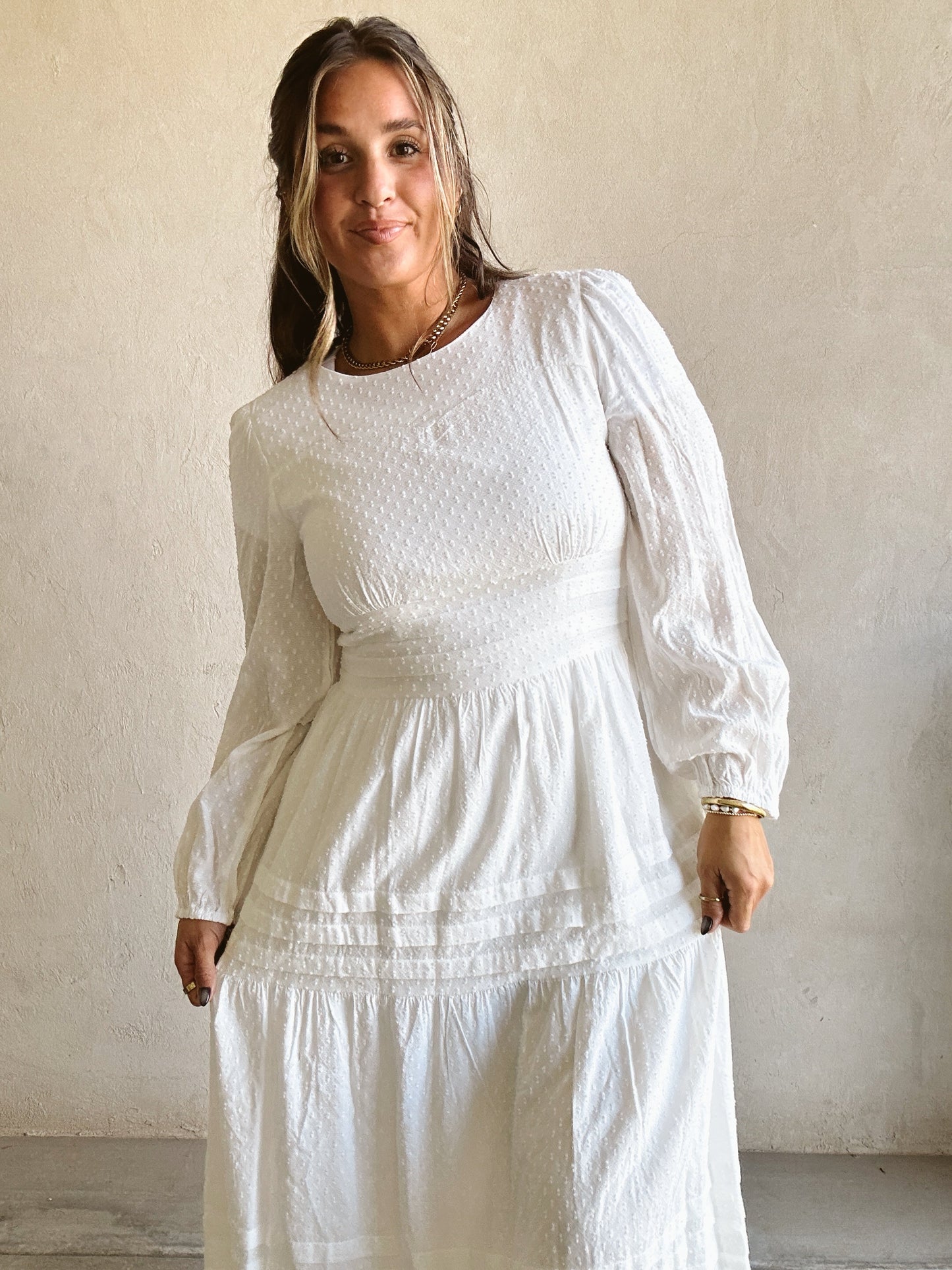 Margo Tiered Dress in White
