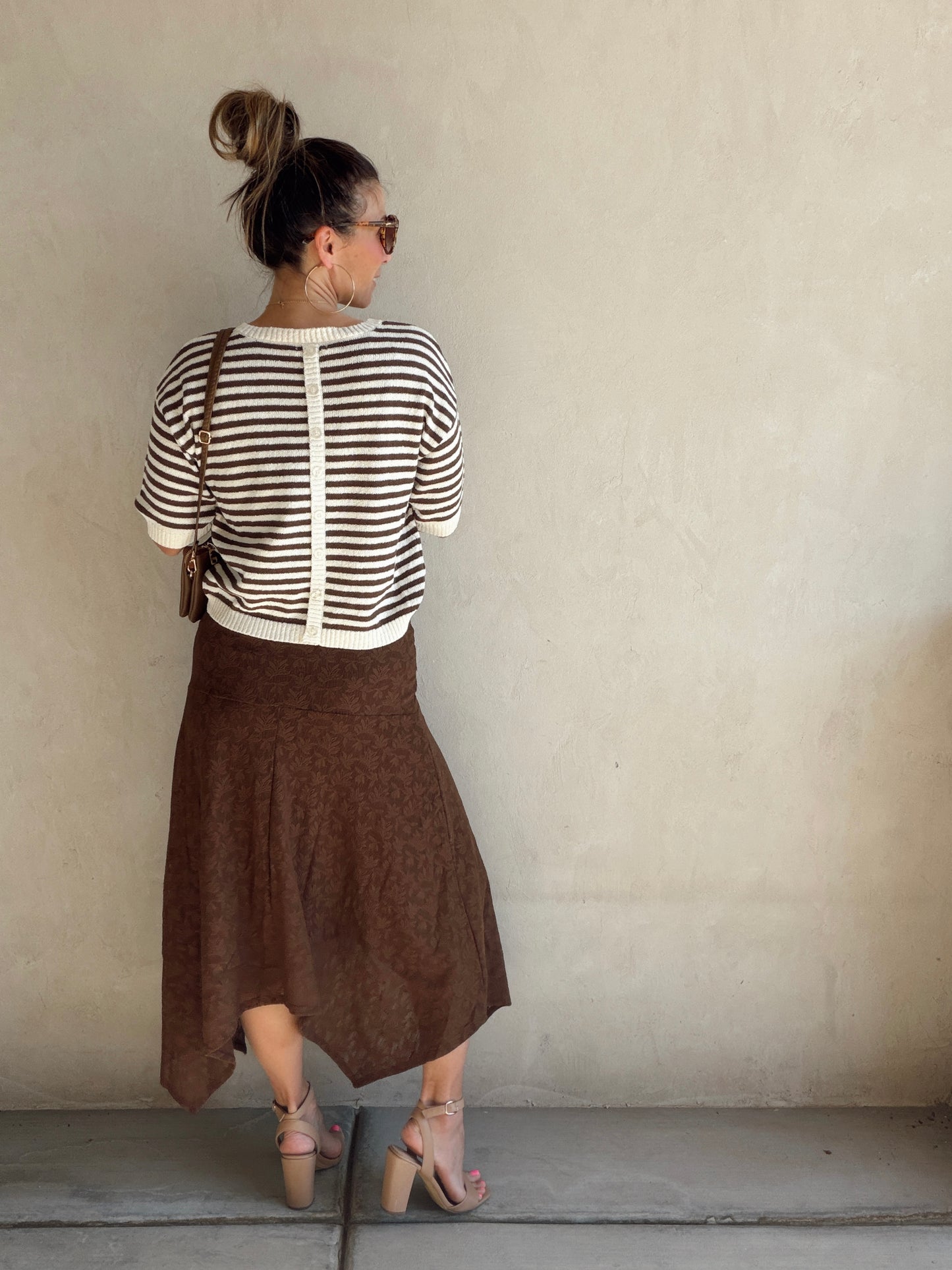 Emerald Striped Top in Chocolate & Cream