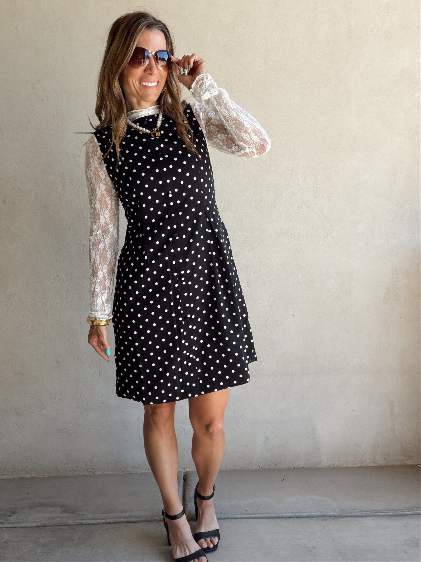 Keelee Polka Dot Dress in Black & White