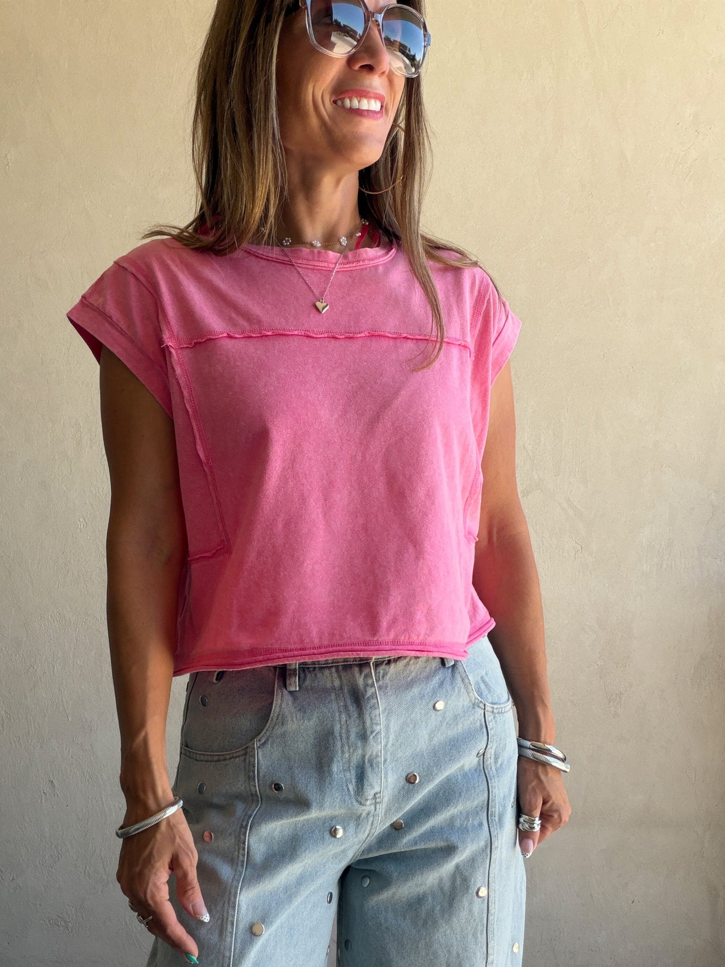 Emmie Top in Mineral Wash Pink