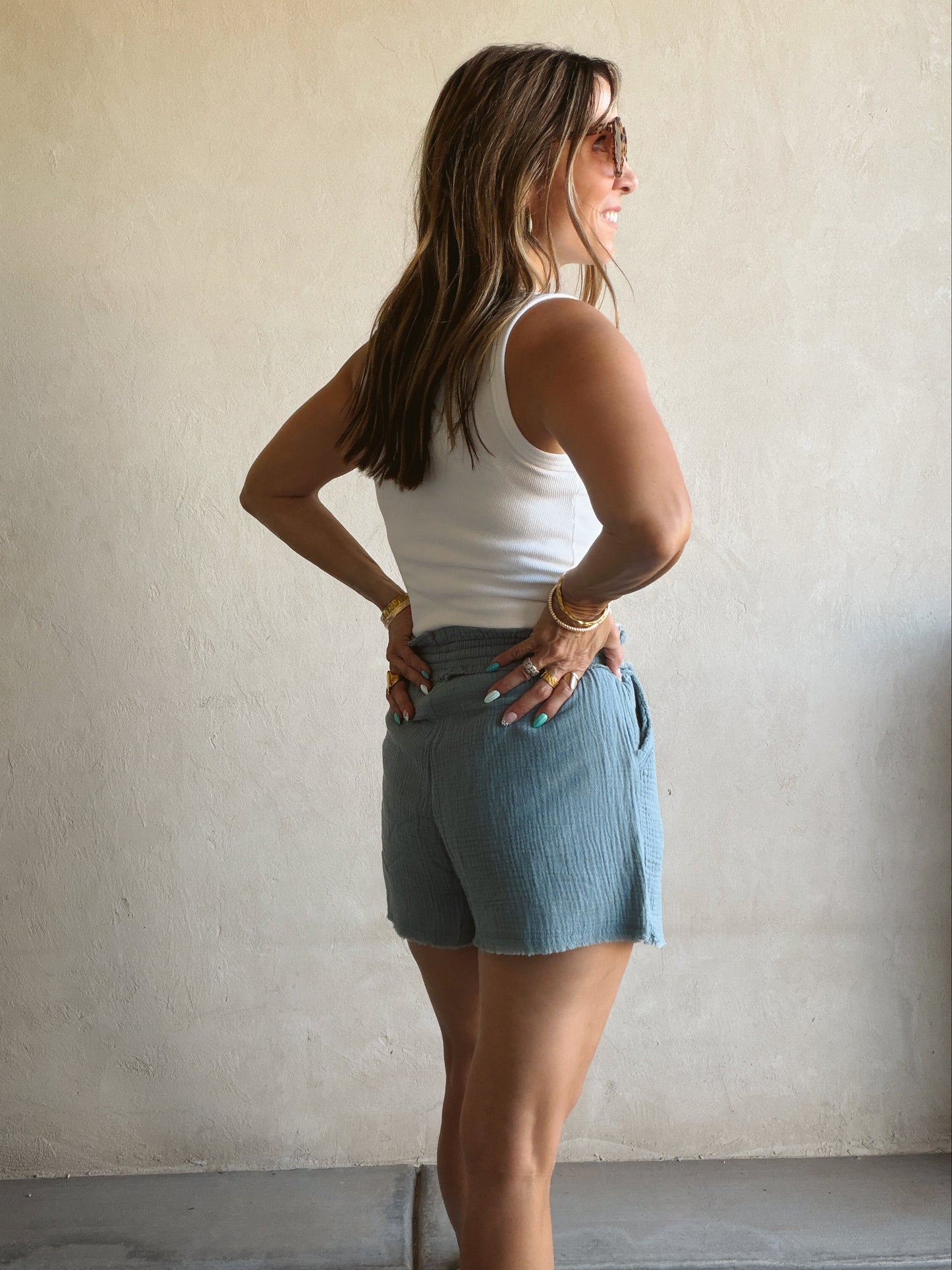 Kerry Gauze Shorts In Blue