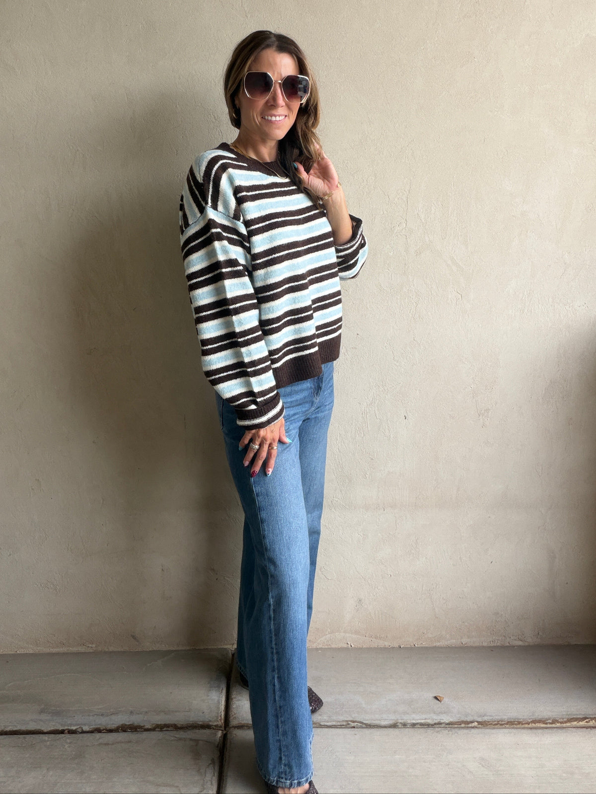 Beth Striped Sweater in Brown
