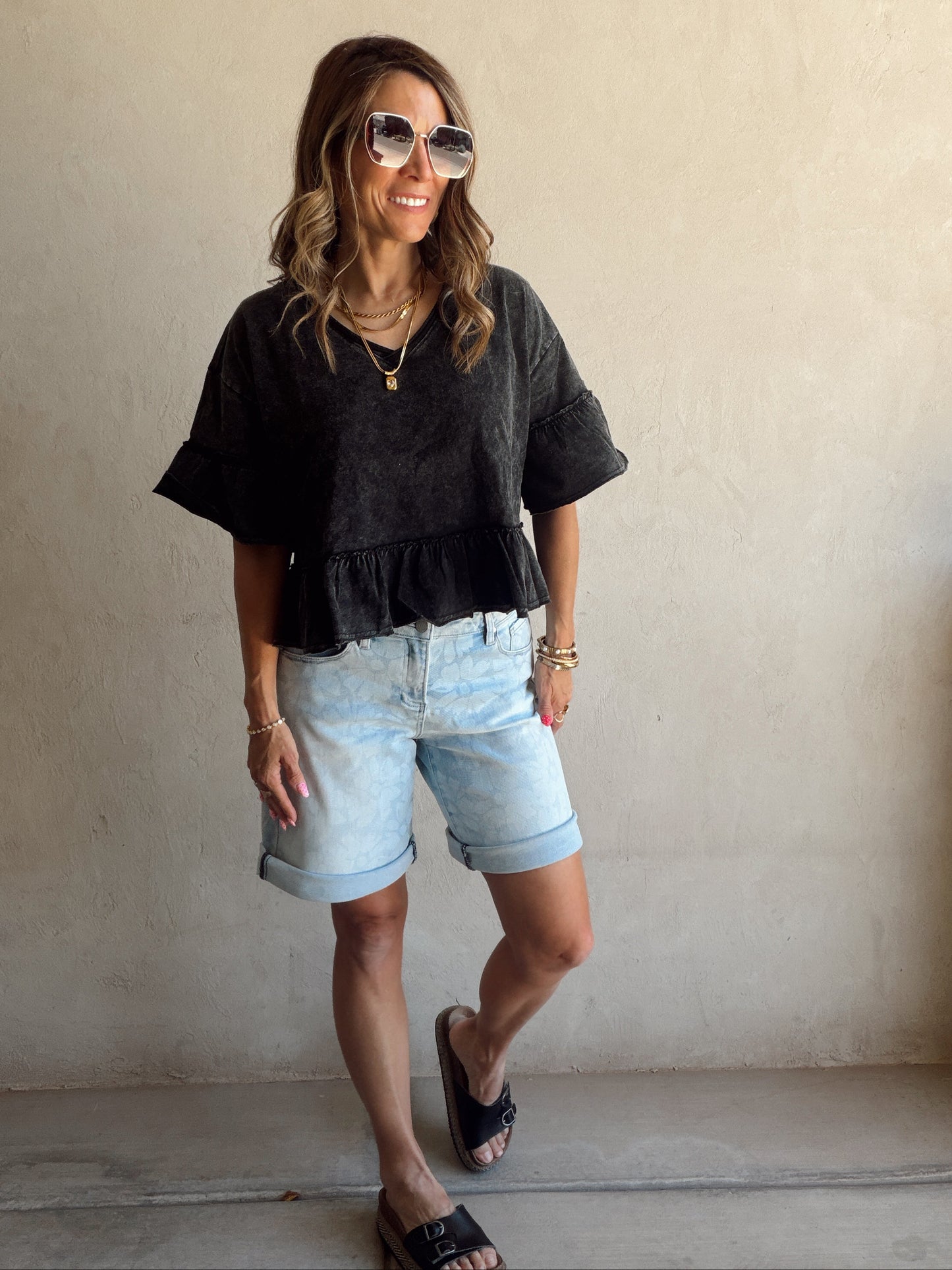 Natalia Flowy Top in Black