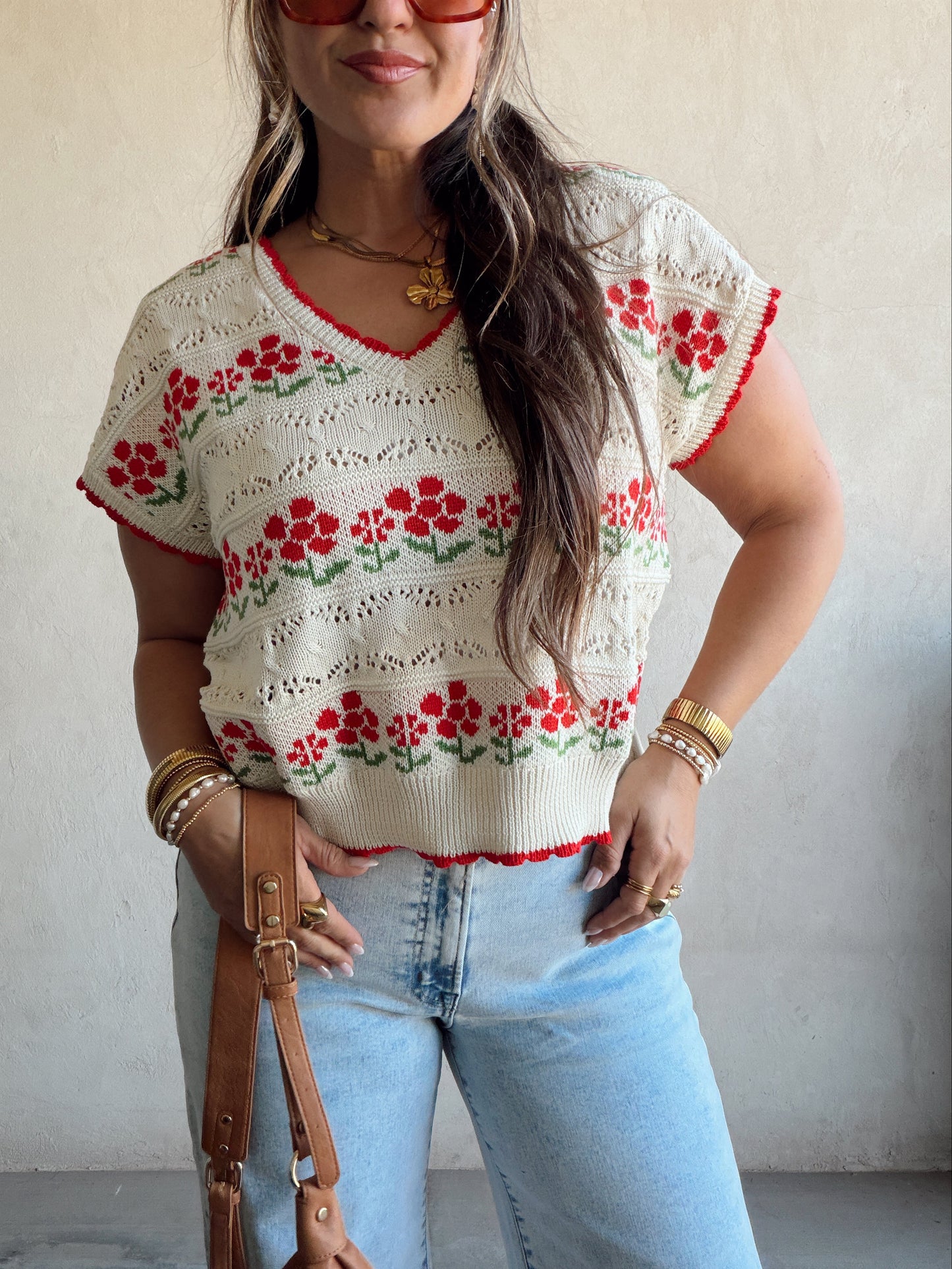 Kendall Floral Top in Cream Floral