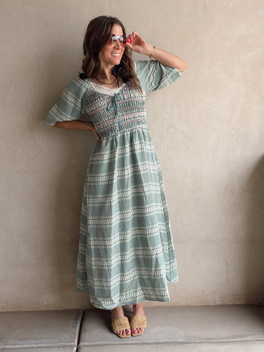 Liliana Dress in Green Check