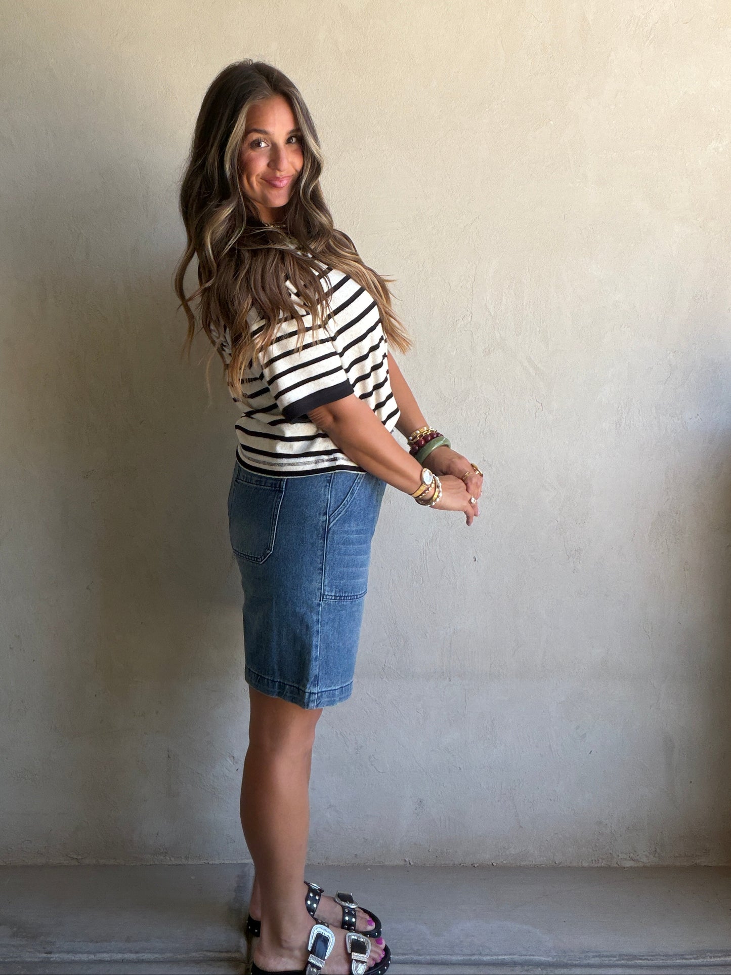 Jade Bermuda Shorts in Dark Denim