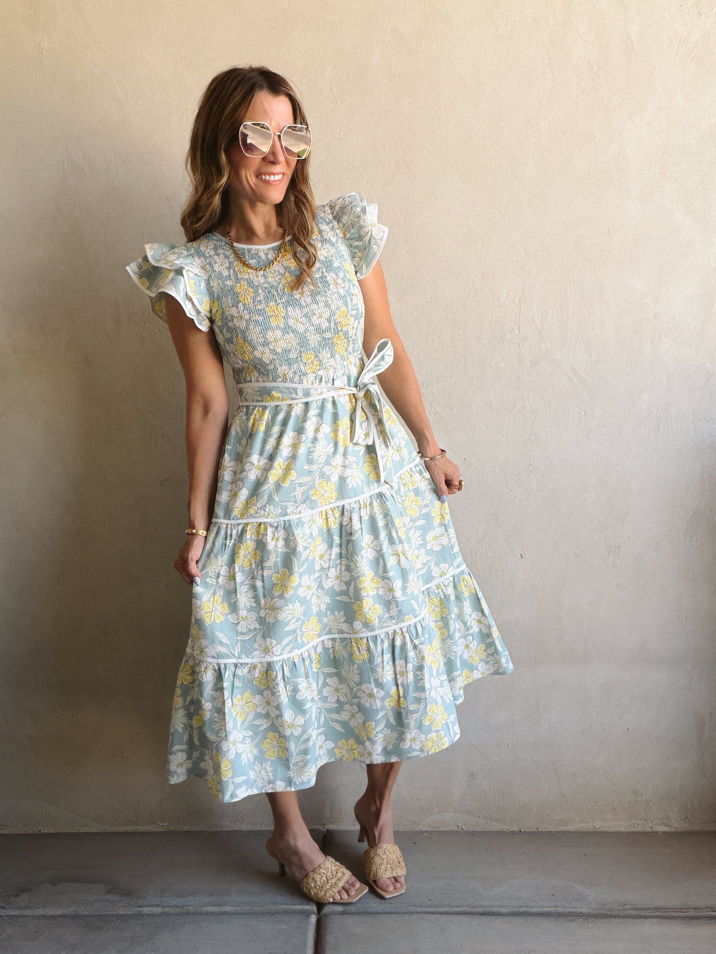 Cassandra Dress in Mint Floral