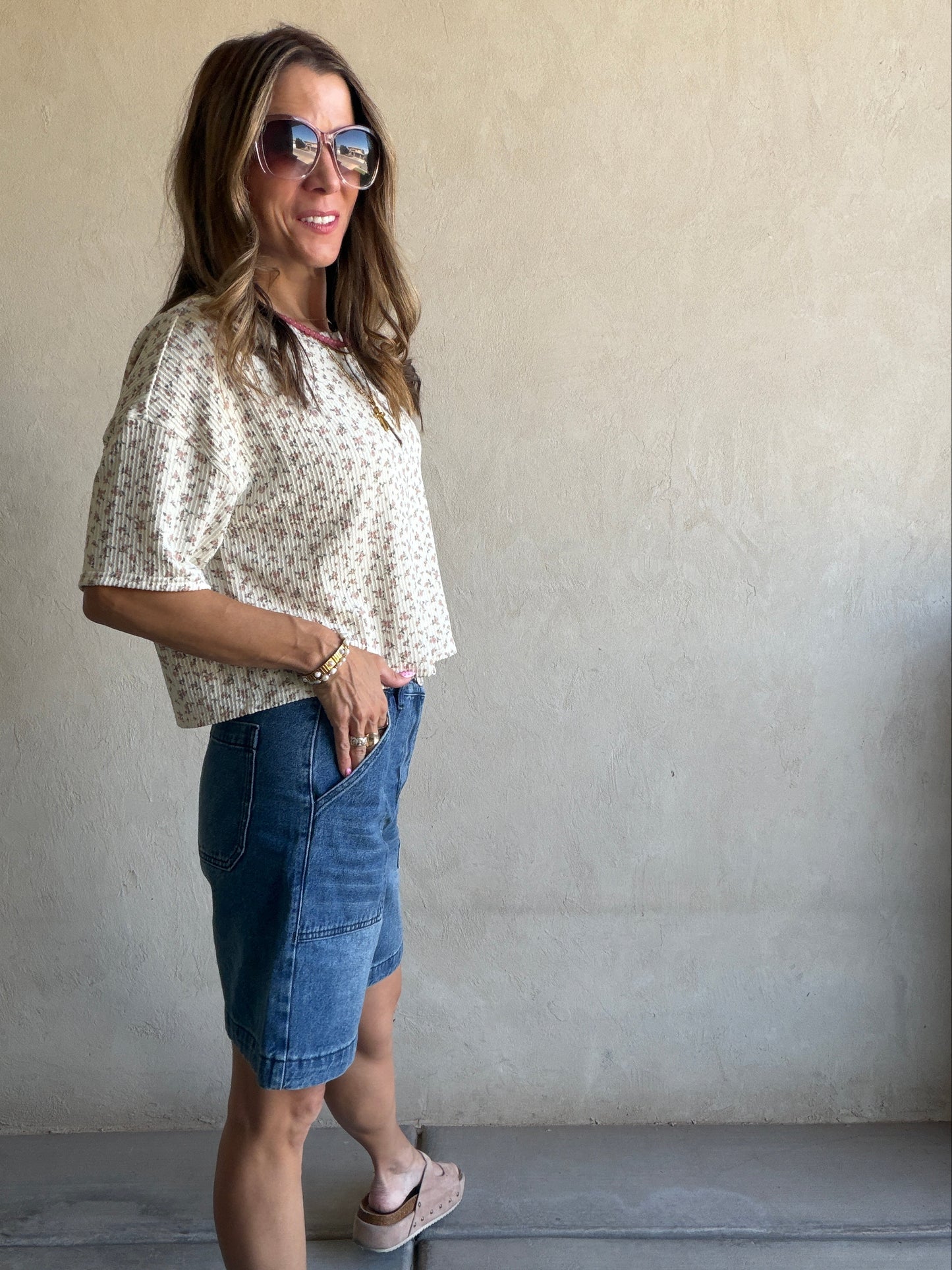 Jade Bermuda Shorts in Dark Denim