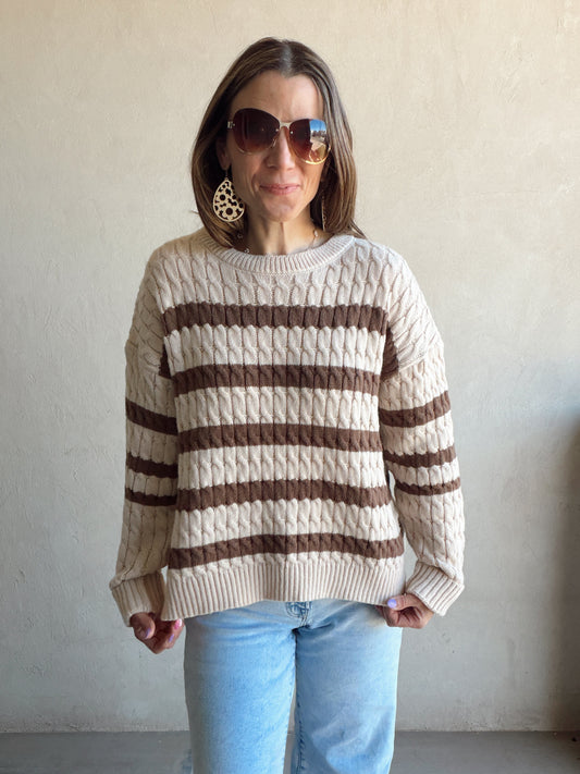 Katie Sweater in Tan & Brown