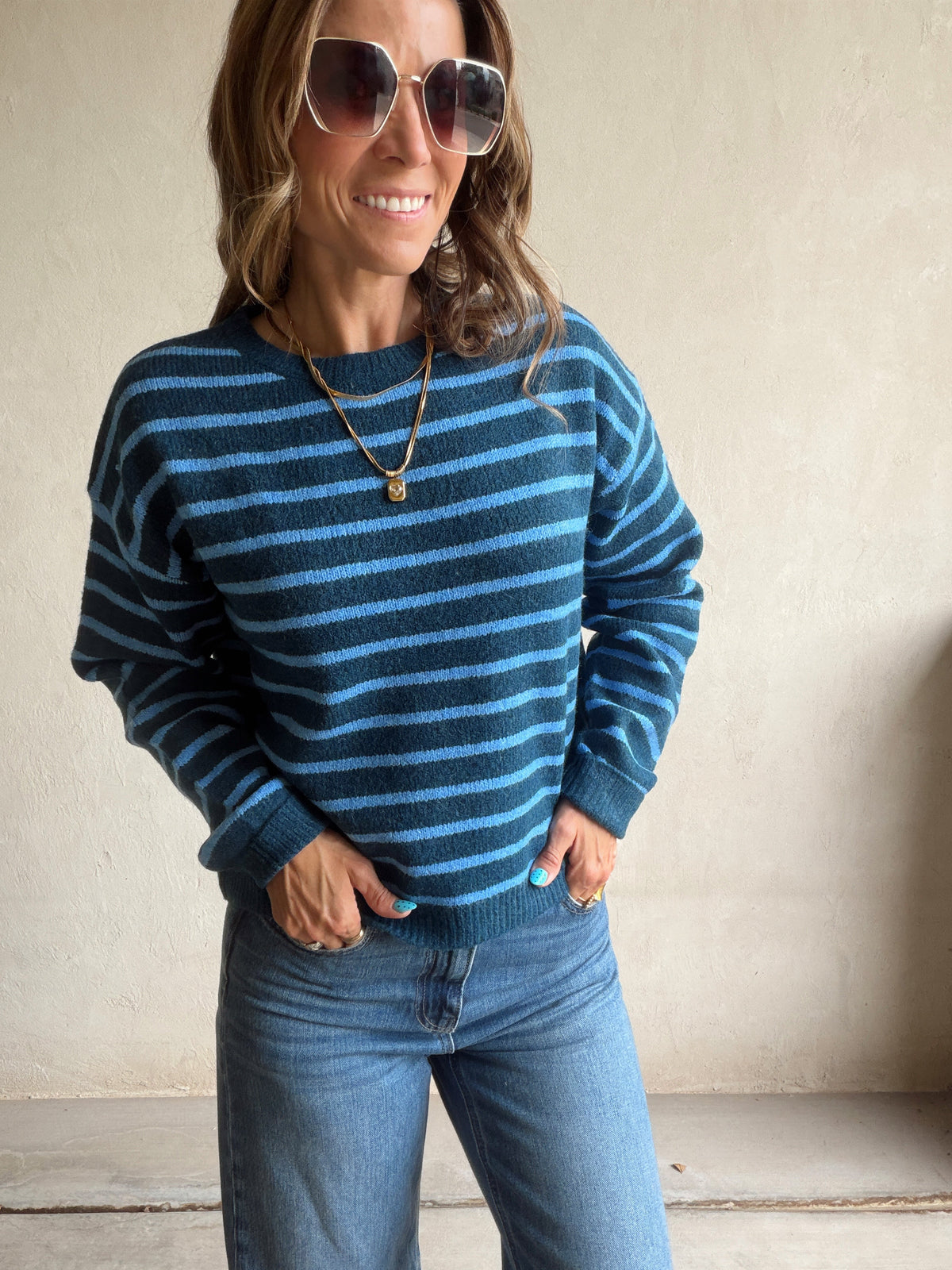 Jamie Striped Sweater in Blues