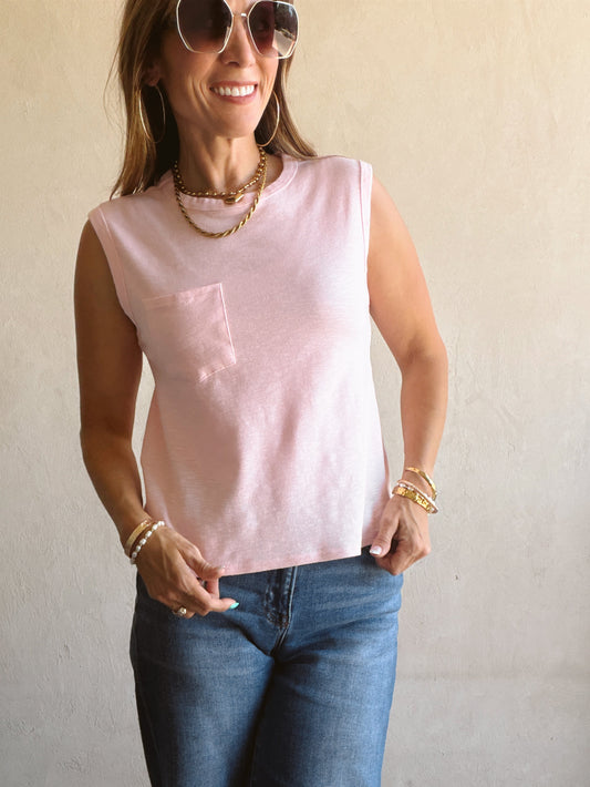 Wren Sleeveless Tank in Pink