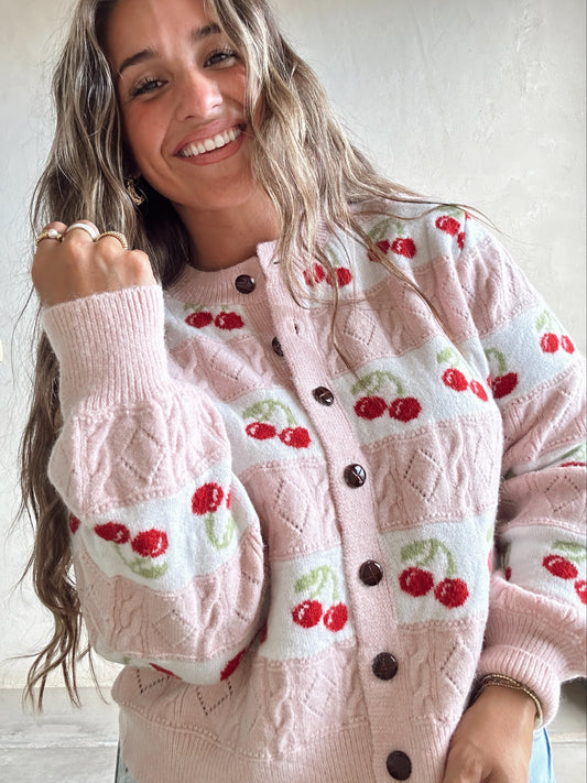 Aftyn Cherry Sweater in Pink