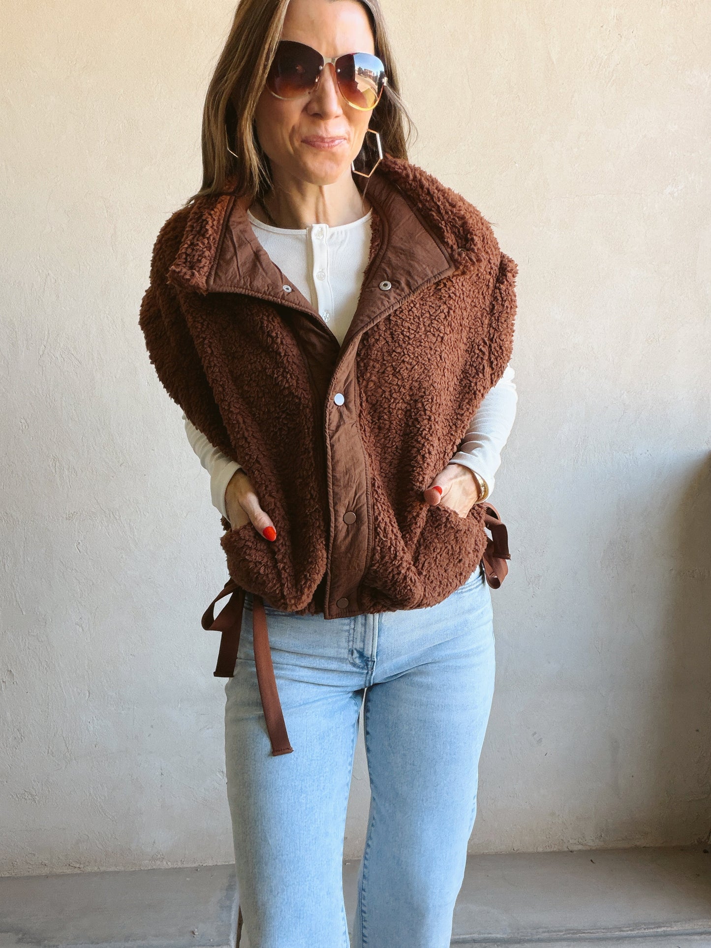 Karissa Sherpa Vest in Chocolate
