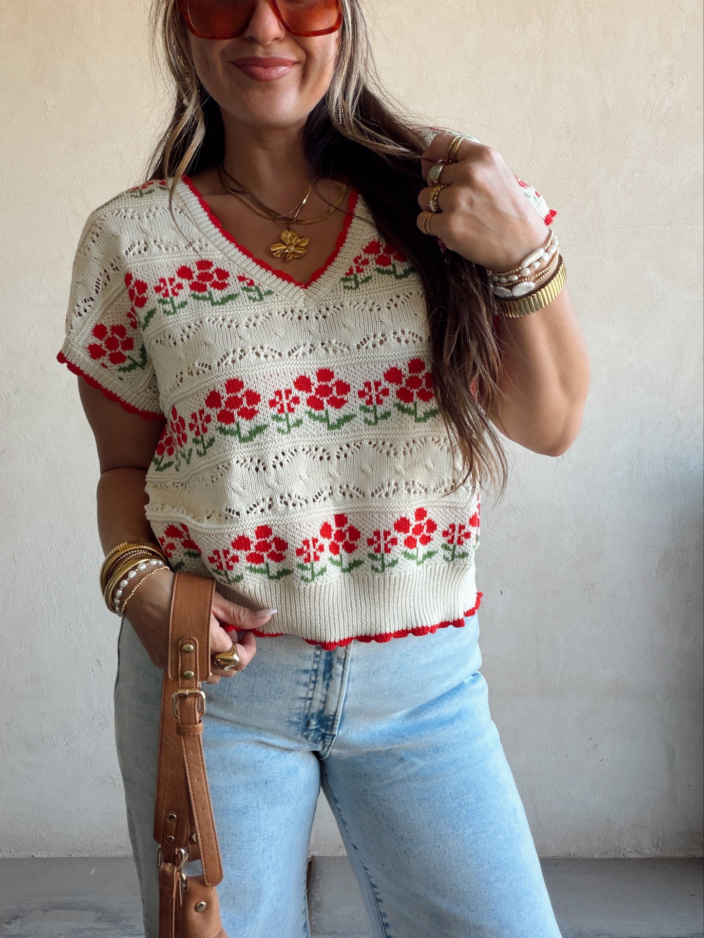 Kendall Floral Top in Cream Floral