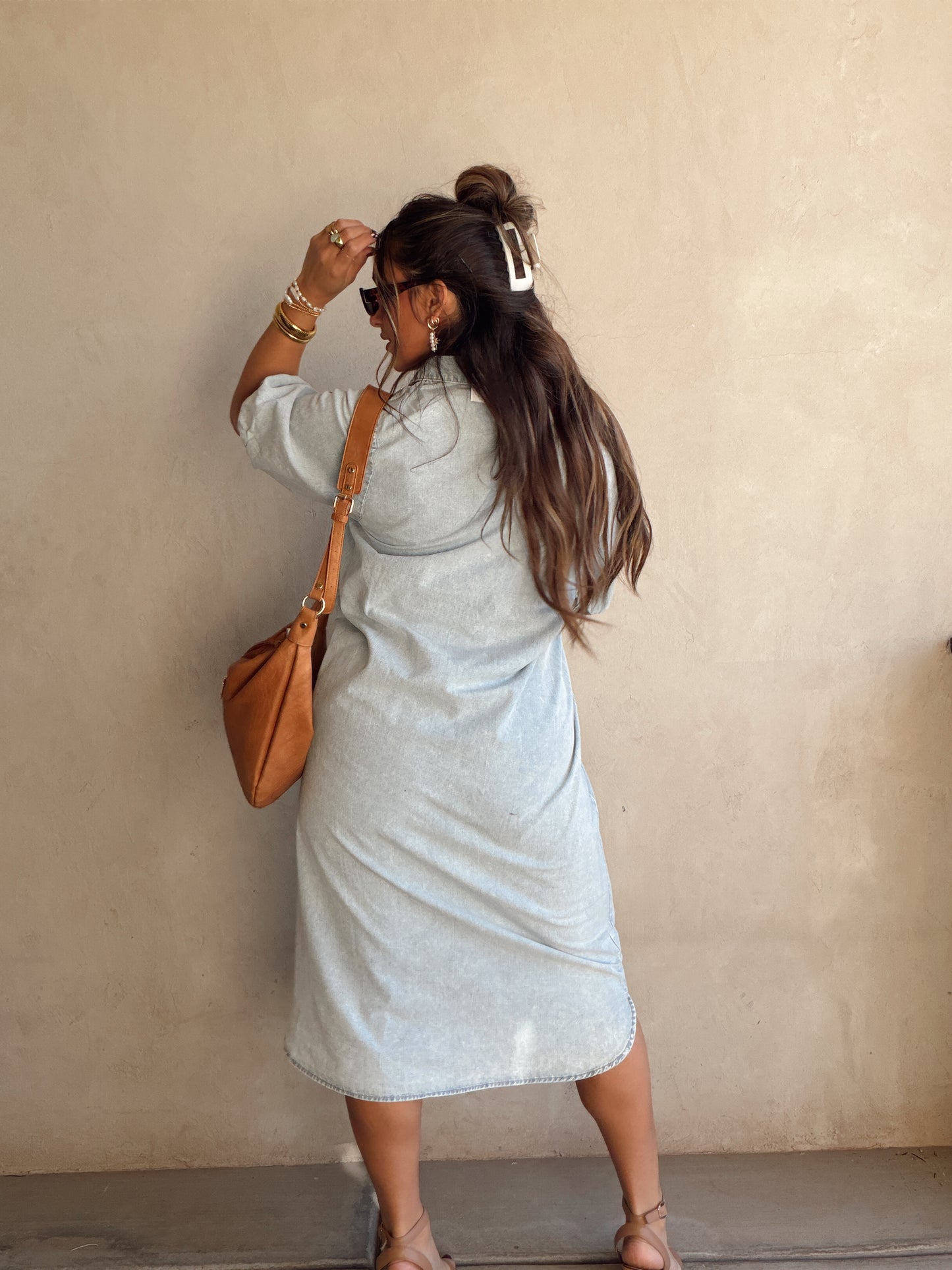 Anya Denim Dress in Light Wash