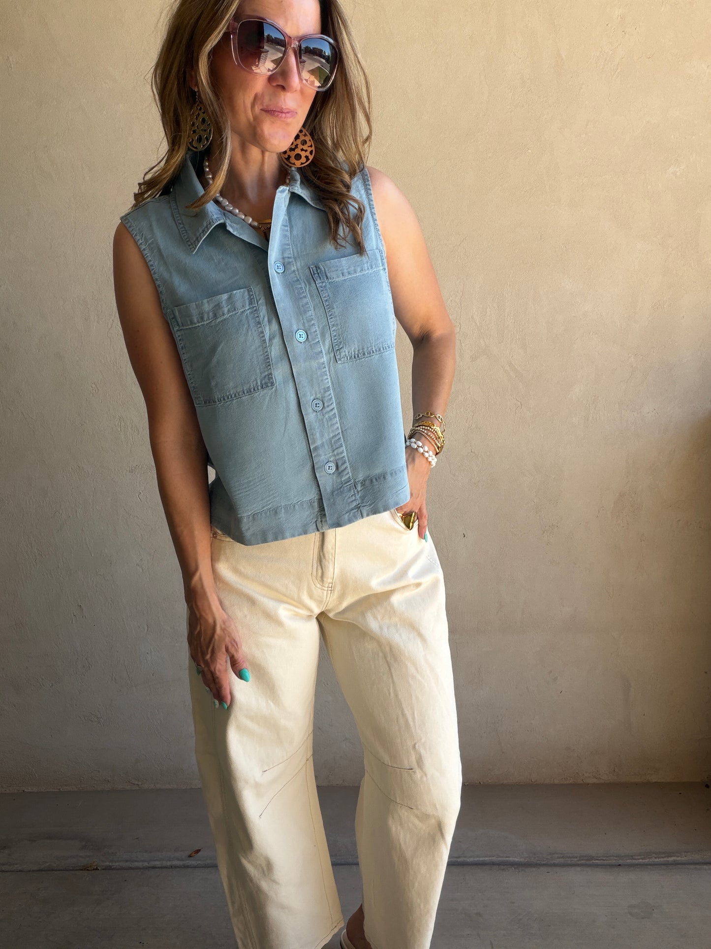 Cassy Barrel Pants in Cream