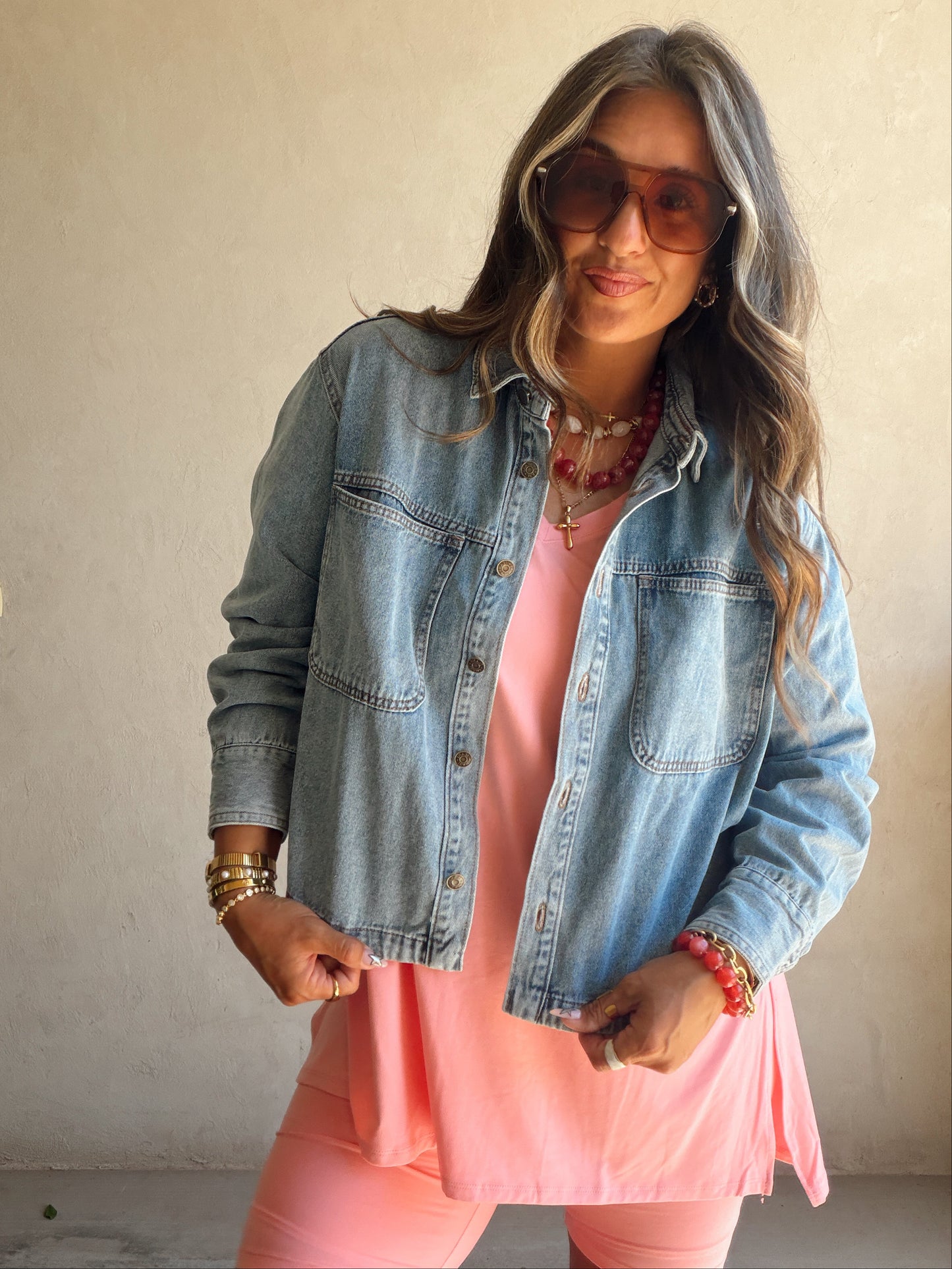Bree Cropped Medium Wash Denim Jacket