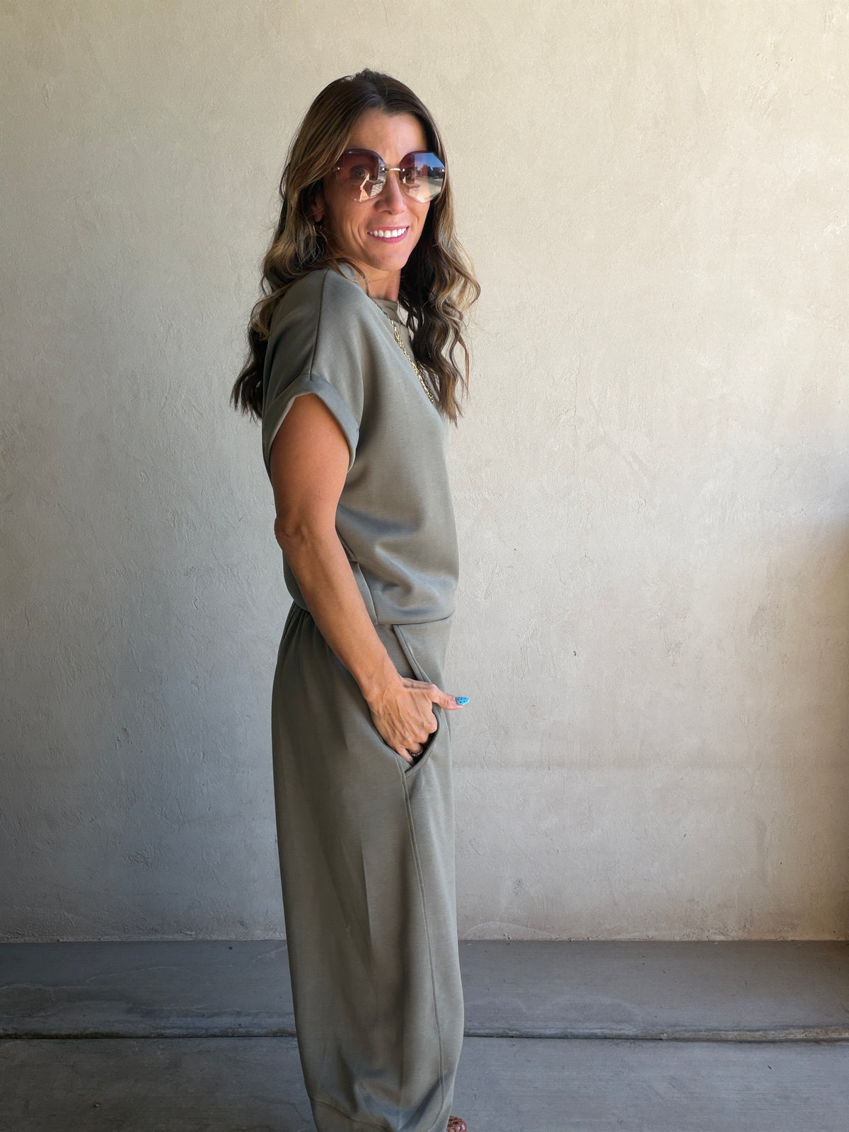 Keri Set in Olive Gray