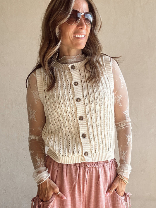 Steph Sweater Vest in Cream