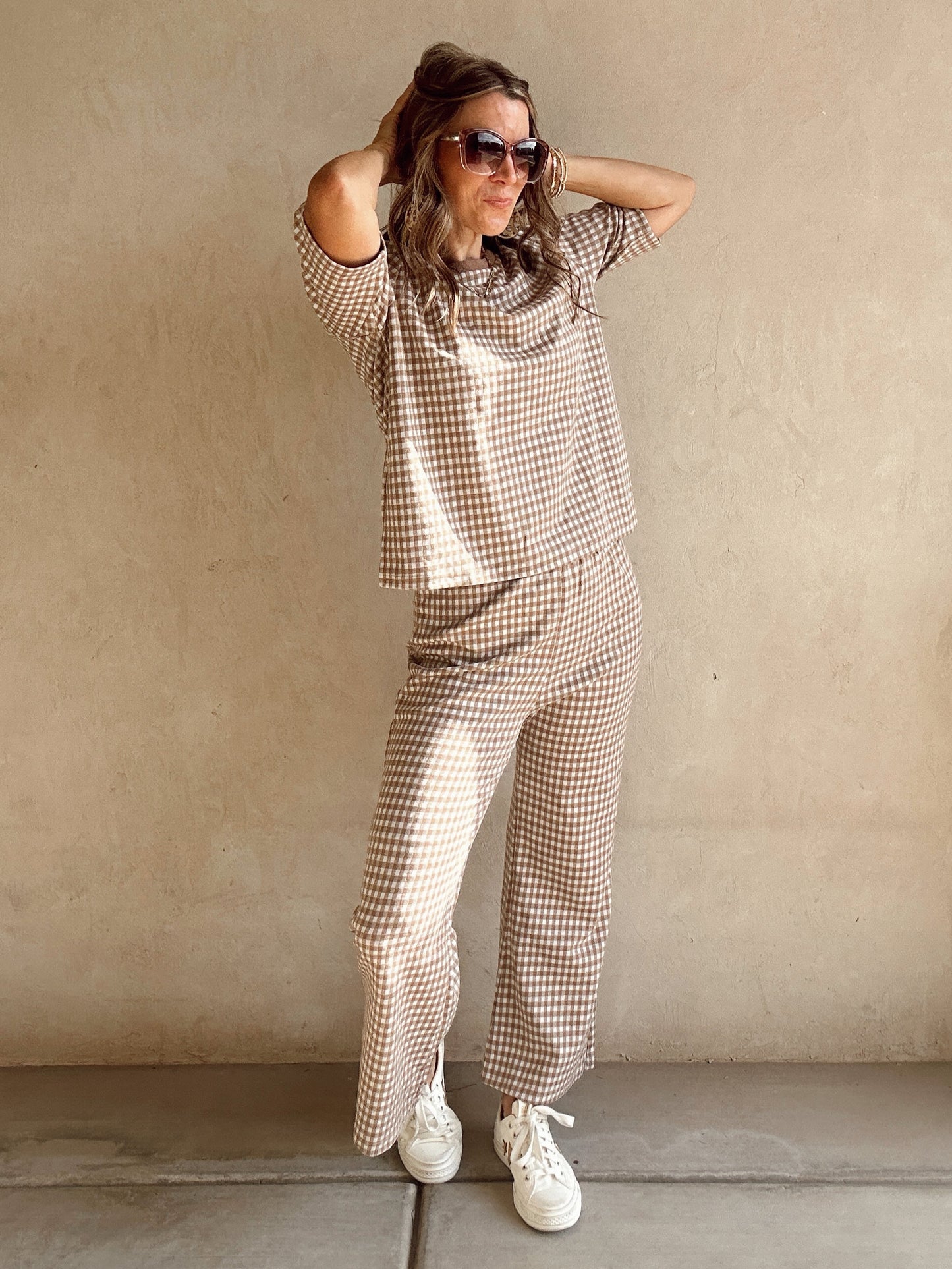 Jenny Knit Set in Mocha & White