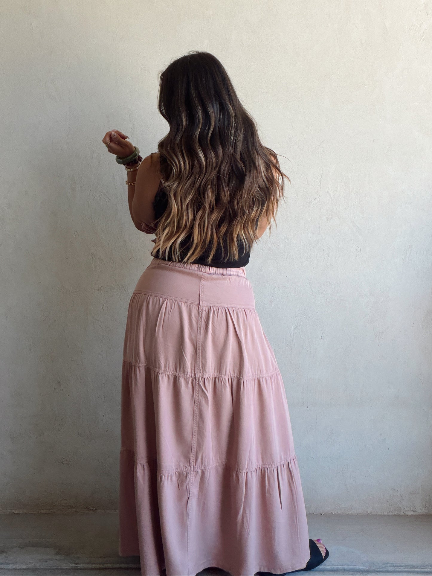 Bella Tiered Skirt in Mauve