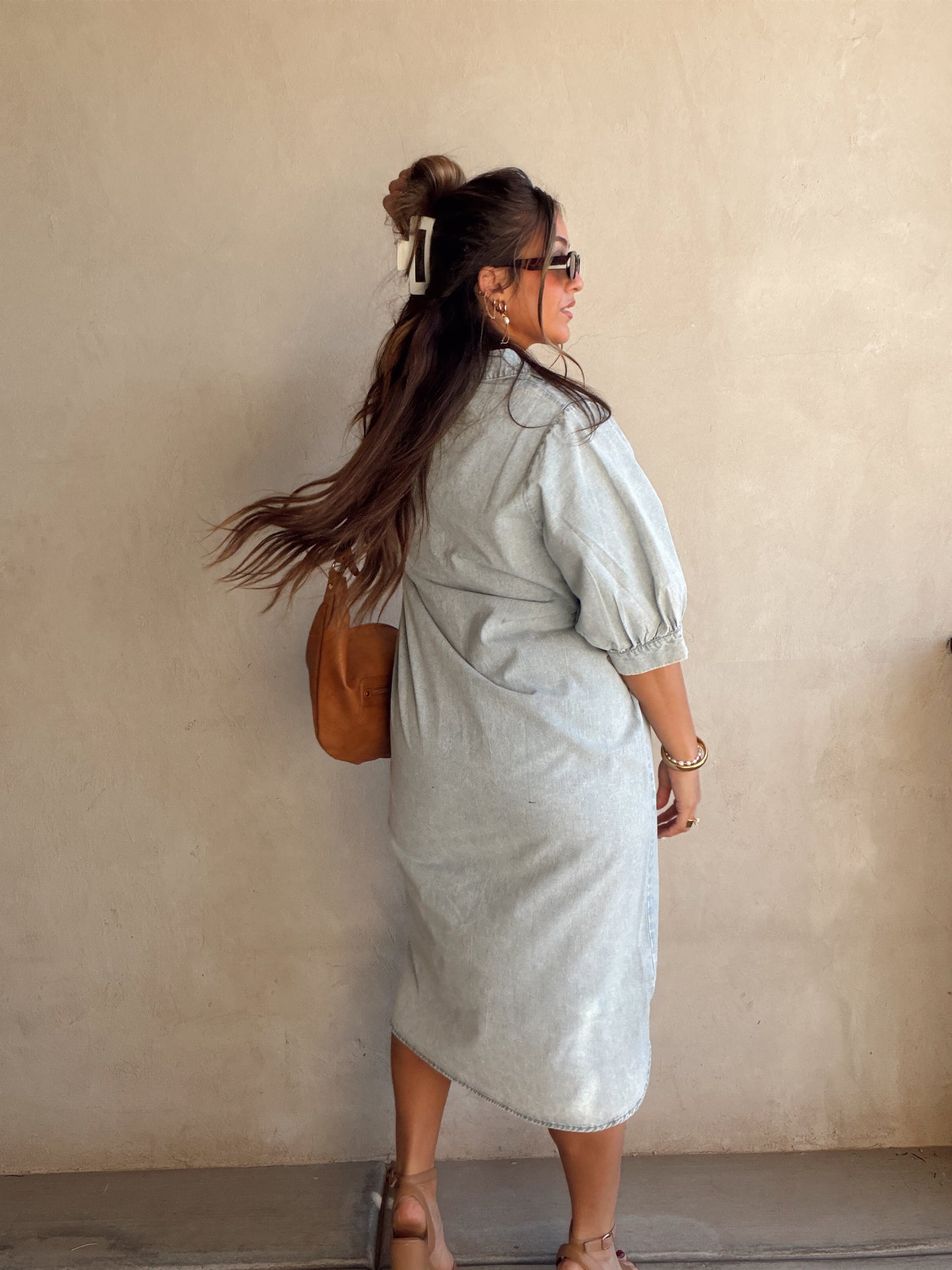 Anya Denim Dress in Light Wash