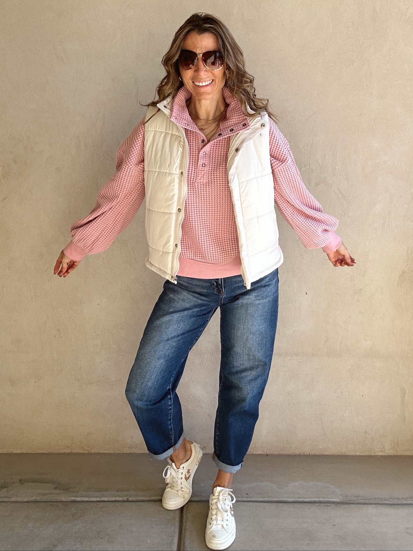 Laken Quilted Vest in Cream