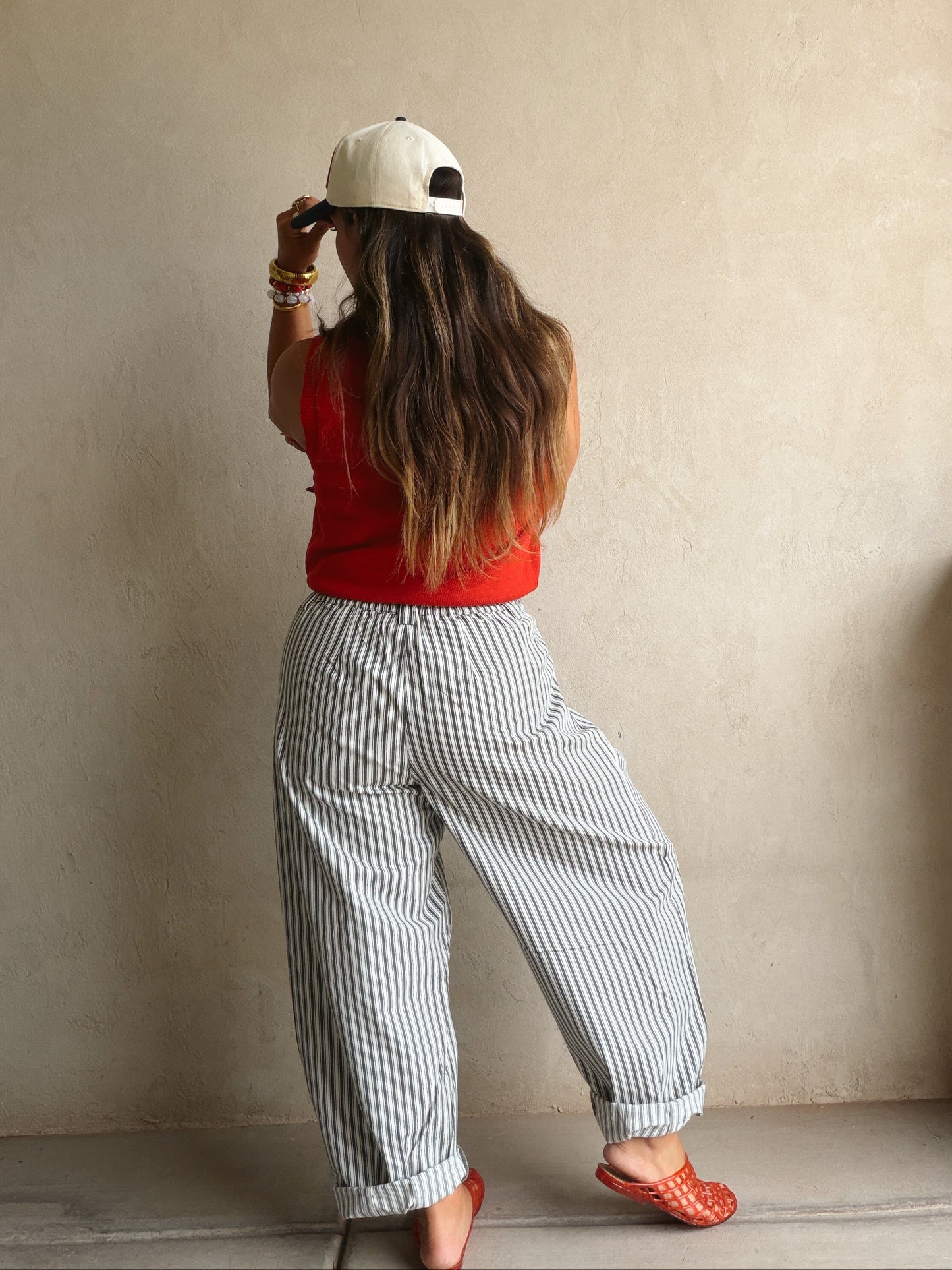 Jess Pants in Dark Green & White
