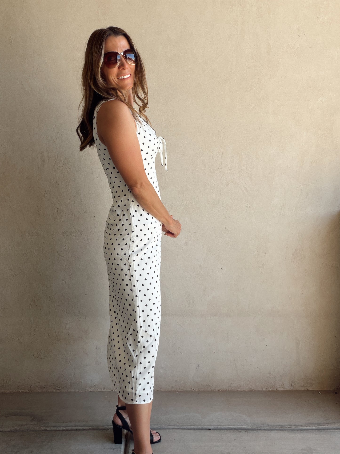 Percy Polka Dot Dress in Ivory