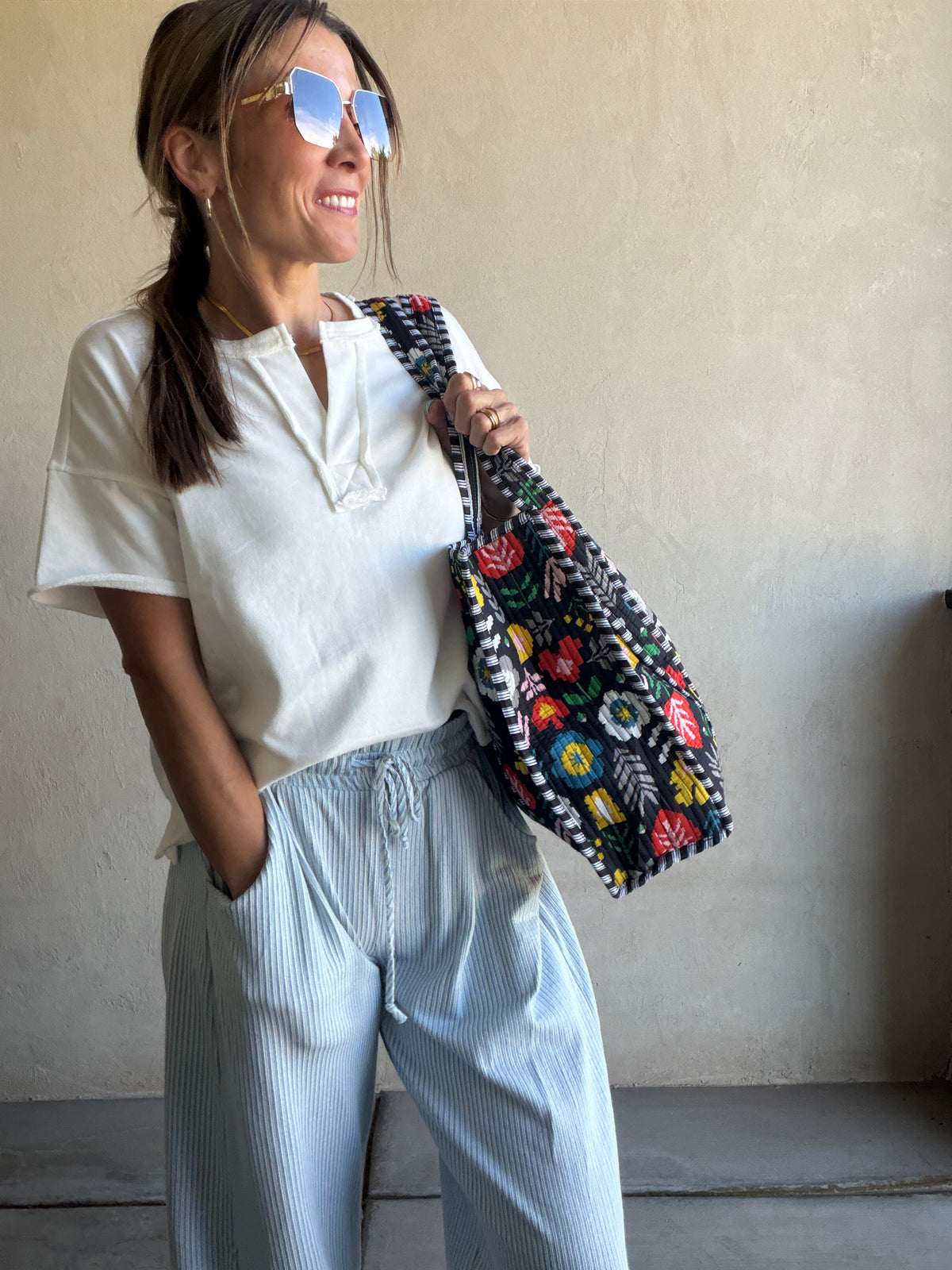 Mindee Quilted Bag – Black Floral
