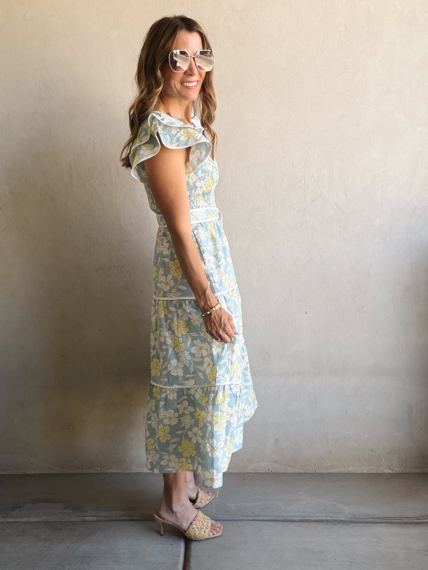 Cassandra Dress in Mint Floral