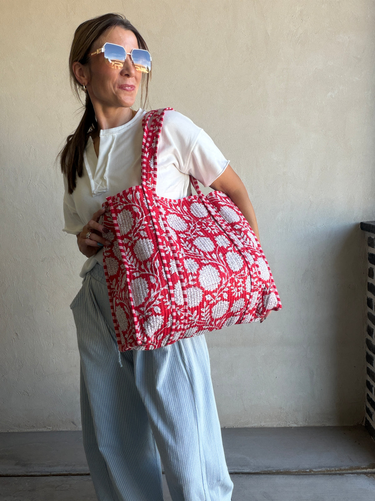 Mindee Quilted Bag – Red Floral