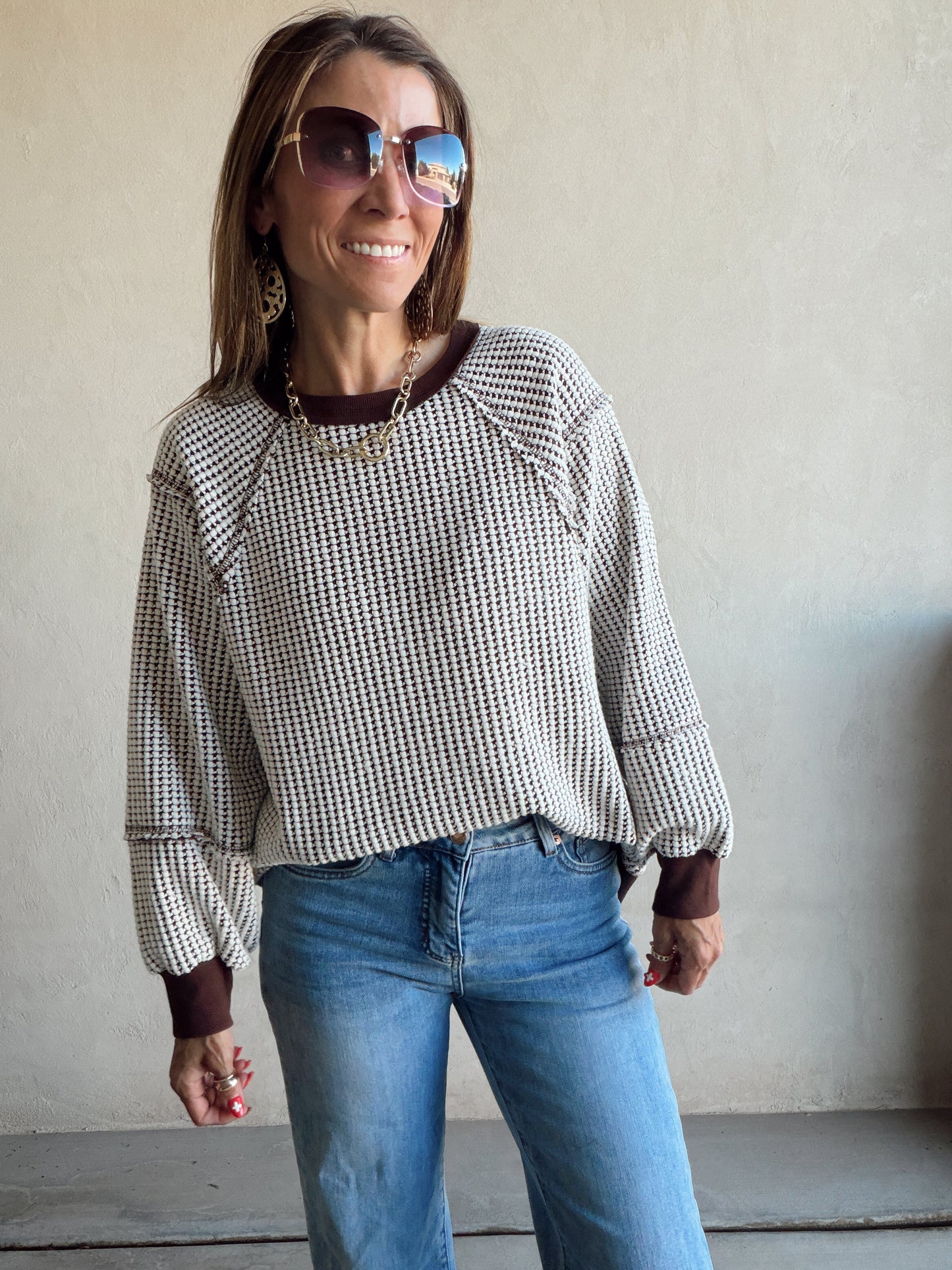 Adalyn Pullover in Chocolate & Ivory