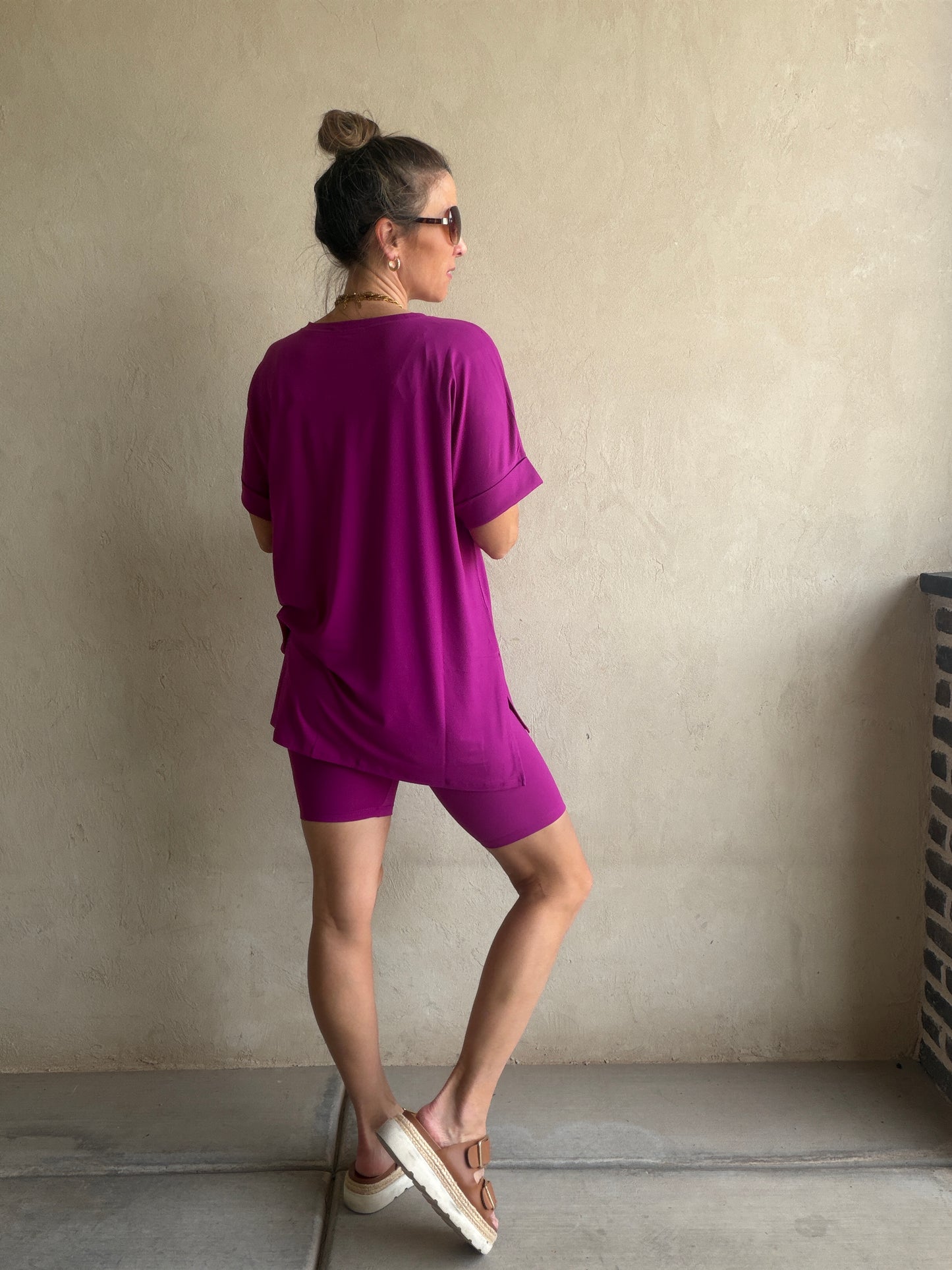 Jillian Heavenly Biker Set in Dark Magenta